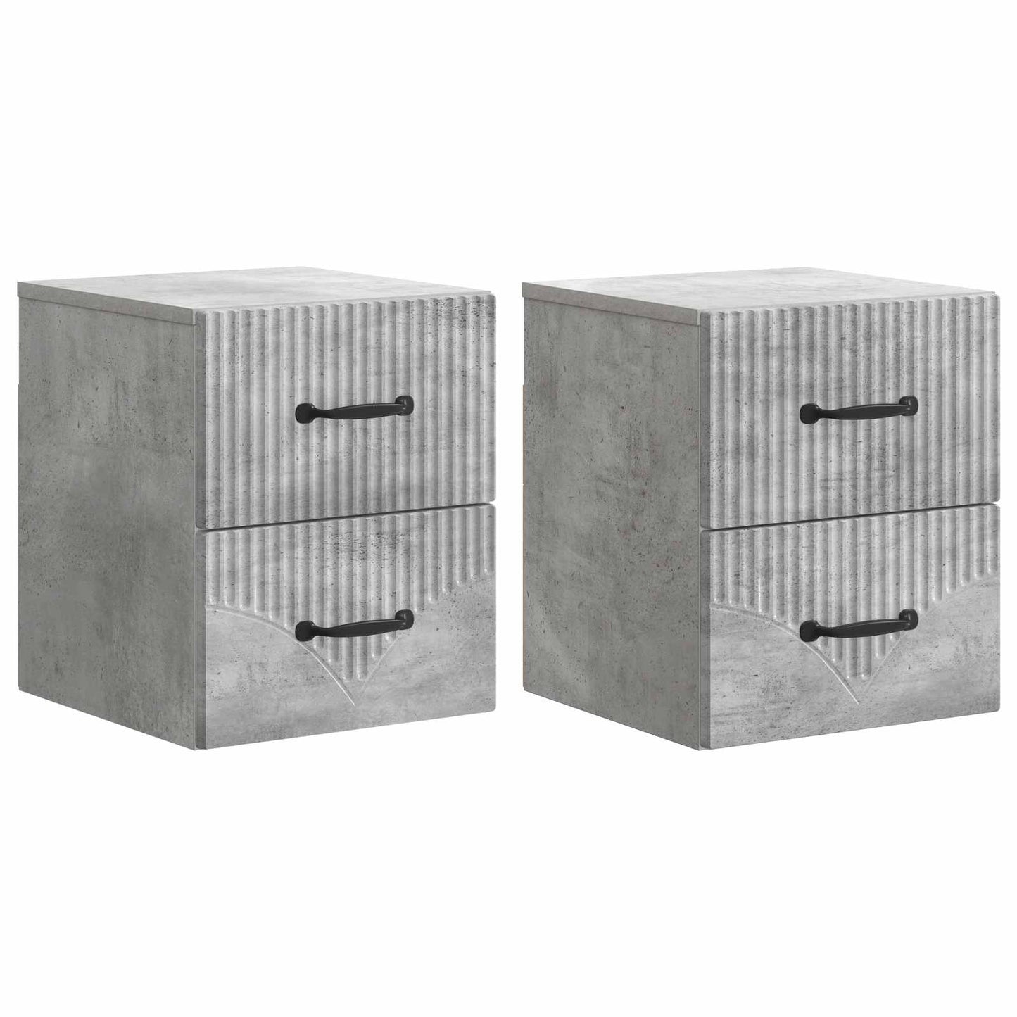 Wall-Mounted Bedside Cabinet with Drawer 2 pcs Concrete Grey