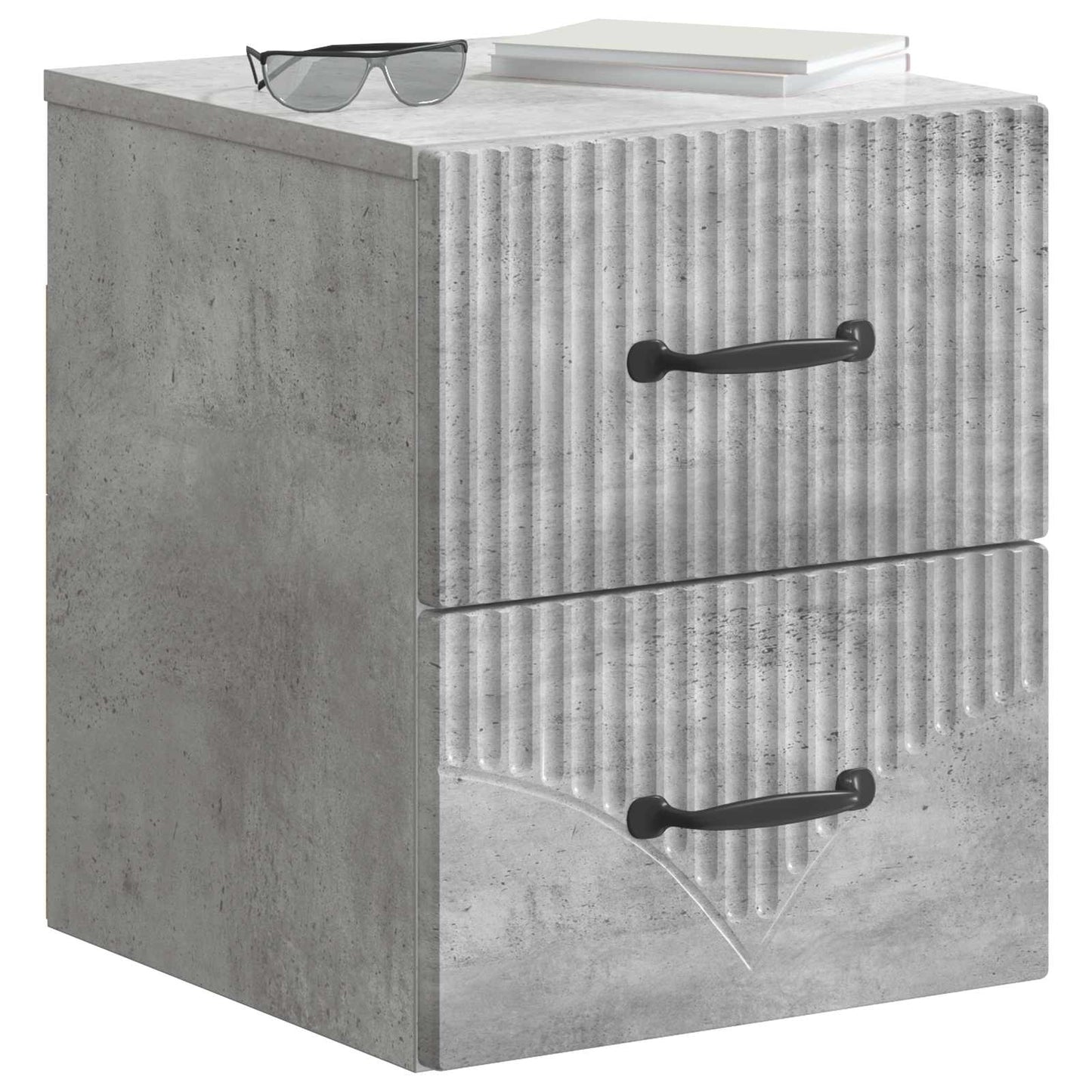 Wall-Mounted Bedside Cabinet with Drawer 2 pcs Concrete Grey