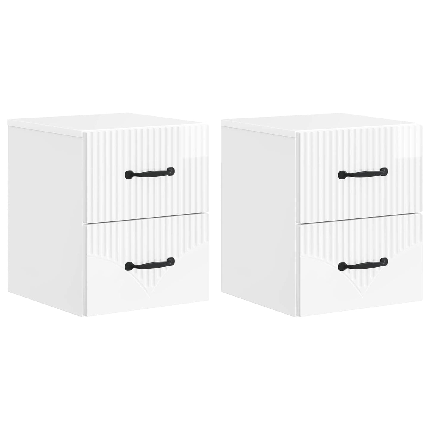 Wall-Mounted Bedside Cabinet with Drawer 2 pcs High Gloss White