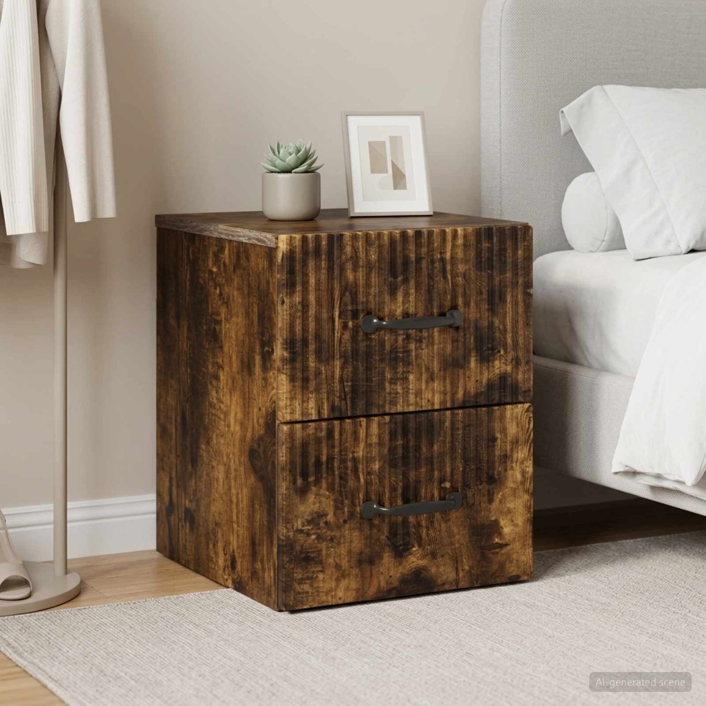 Wall-Mounted Bedside Cabinet 2 pcs Smoked Oak 34.5 x 33 x 40 cm