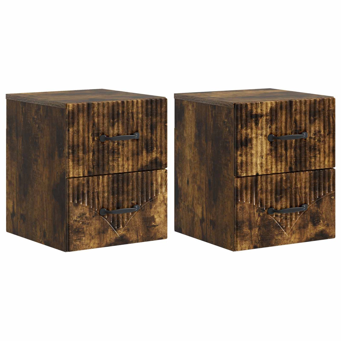 Wall-Mounted Bedside Cabinet 2 pcs Smoked Oak 34.5 x 33 x 40 cm