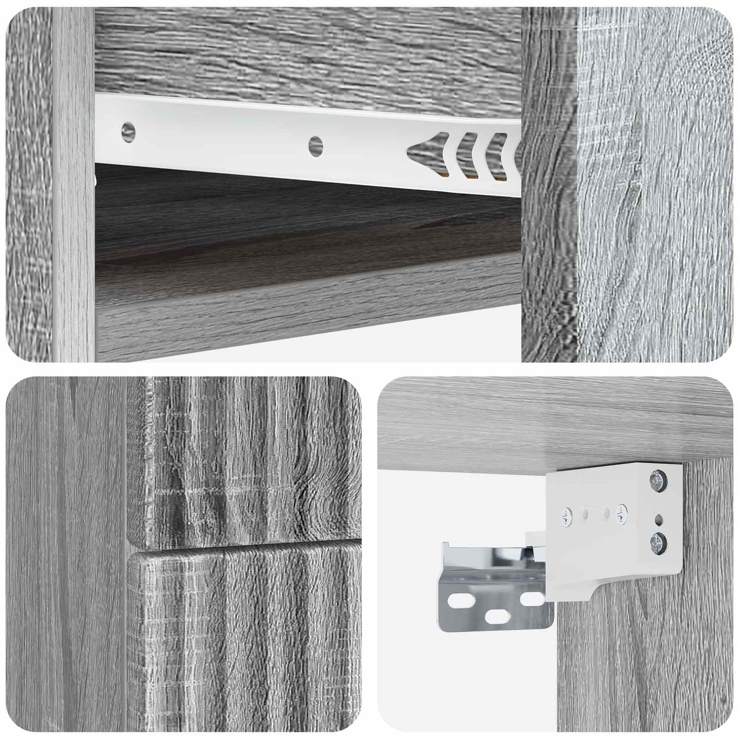 Wall-Mounted Bedside Cabinet Grey Sonoma 34.5 x 33 x 40 cm