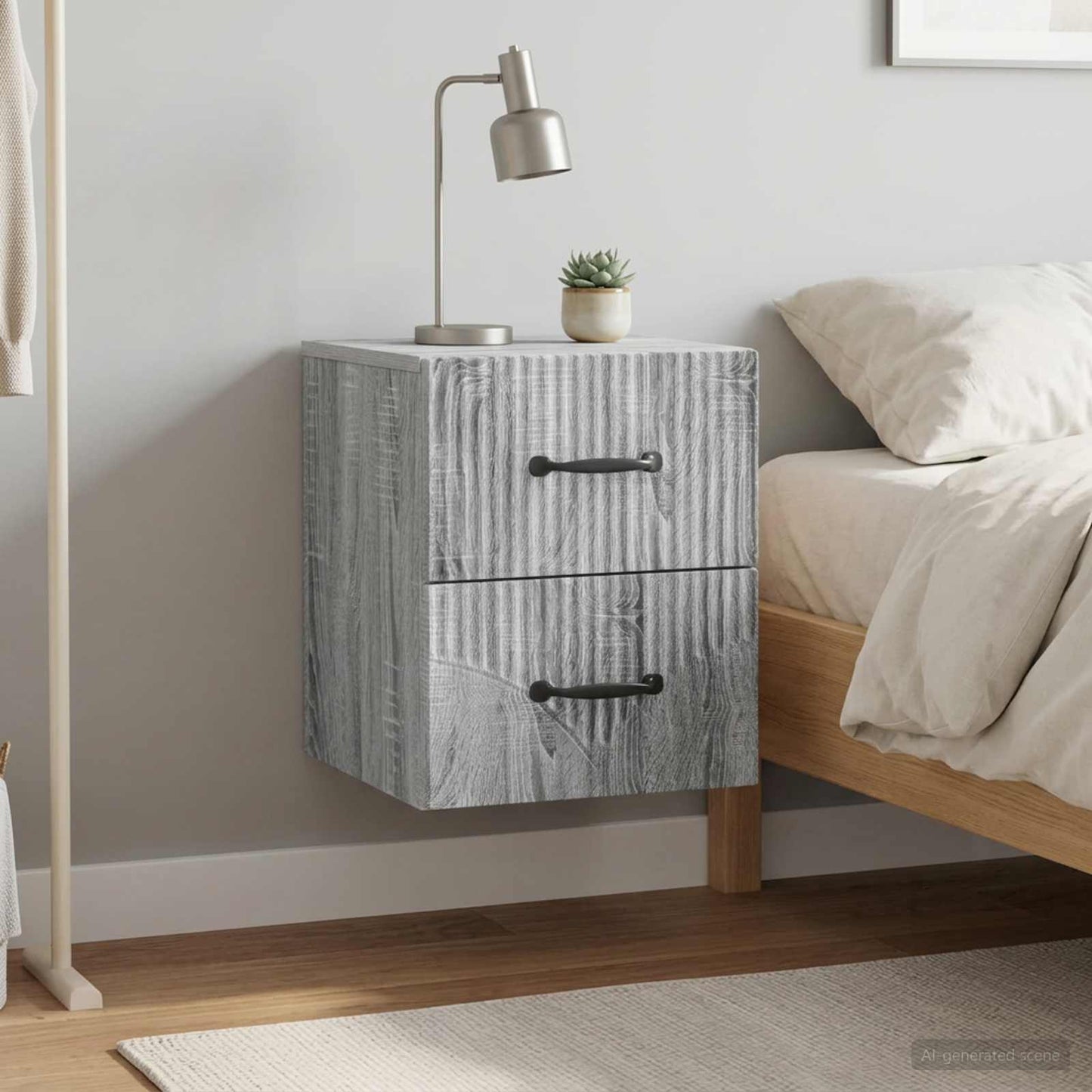 Wall-Mounted Bedside Cabinet 2 pcs Grey Sonoma Engineered Wood