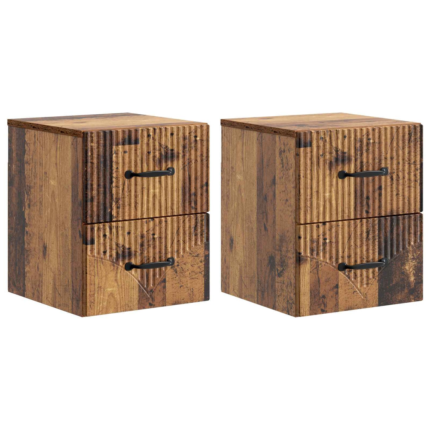Wall-Mounted Bedside Cabinet 2 pcs Old Wood 34.5 x 33 x 40 cm