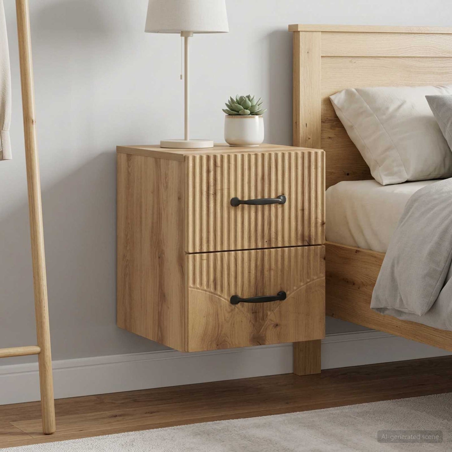 Wall-Mounted Bedside Cabinet 2 pcs Artisan Oak
