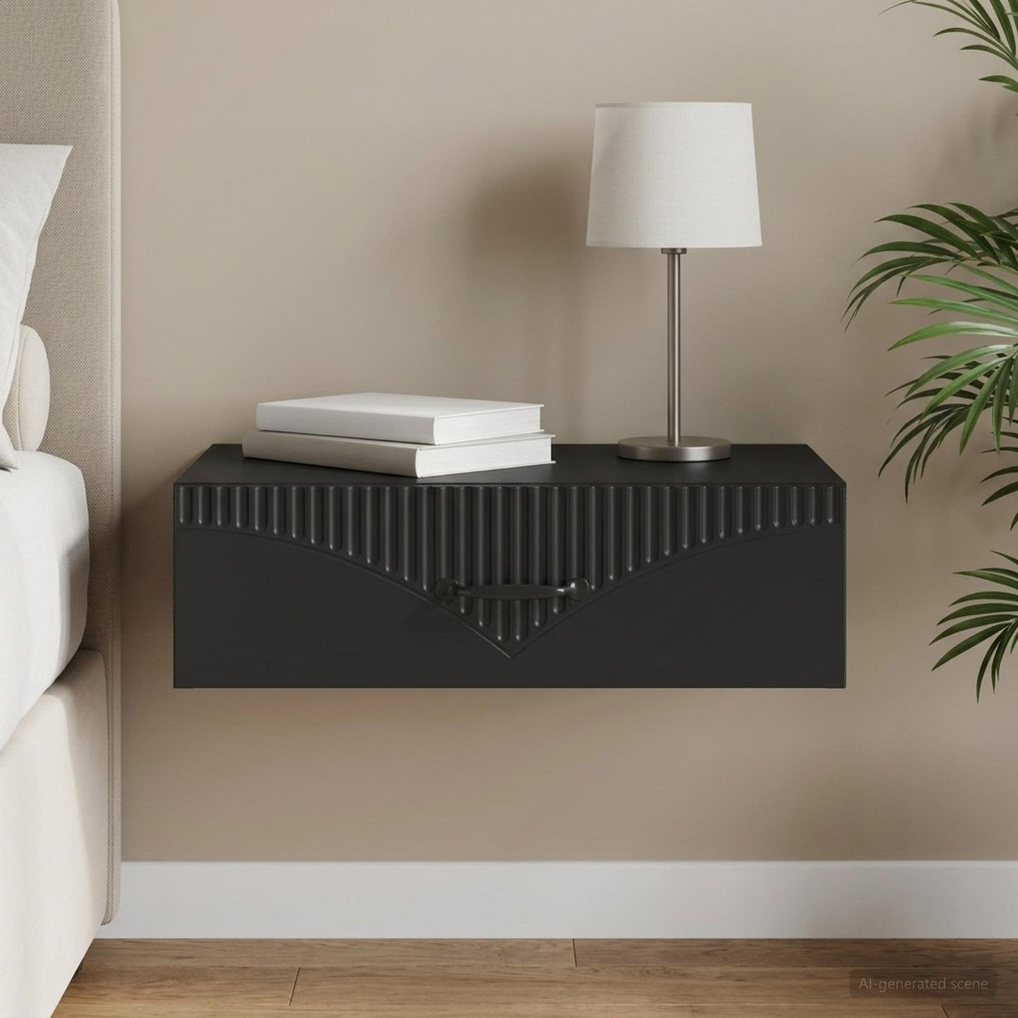 Wall-Mounted Side Table Black 59 x 34.5 x 17 cm Engineered Wood