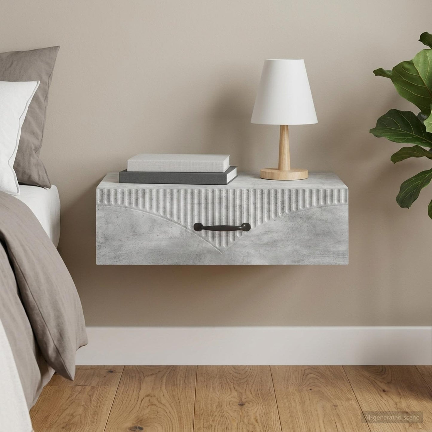 Wall-Mounted Side Table Concrete Grey 59 x 34.5 x 17 cm