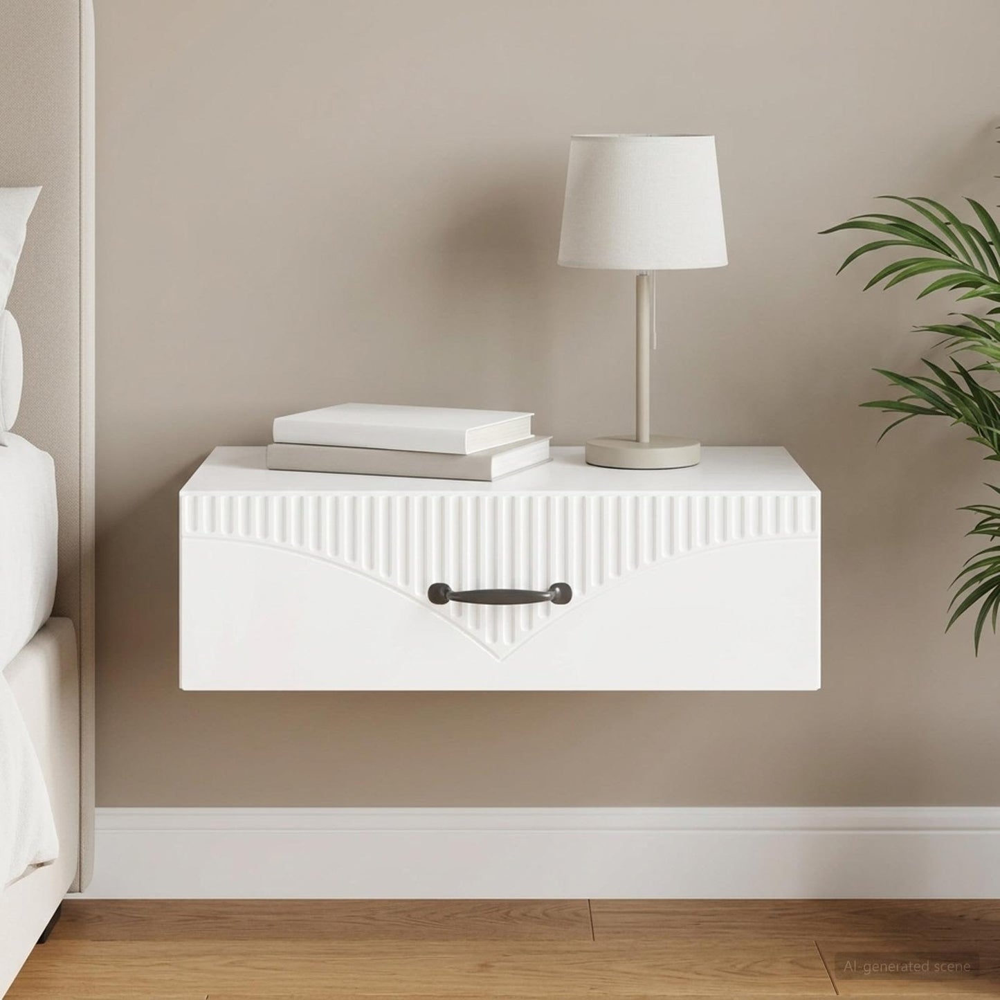 Wall-Mounted Side Table High Gloss White 59 x 34.5 x 17 cm