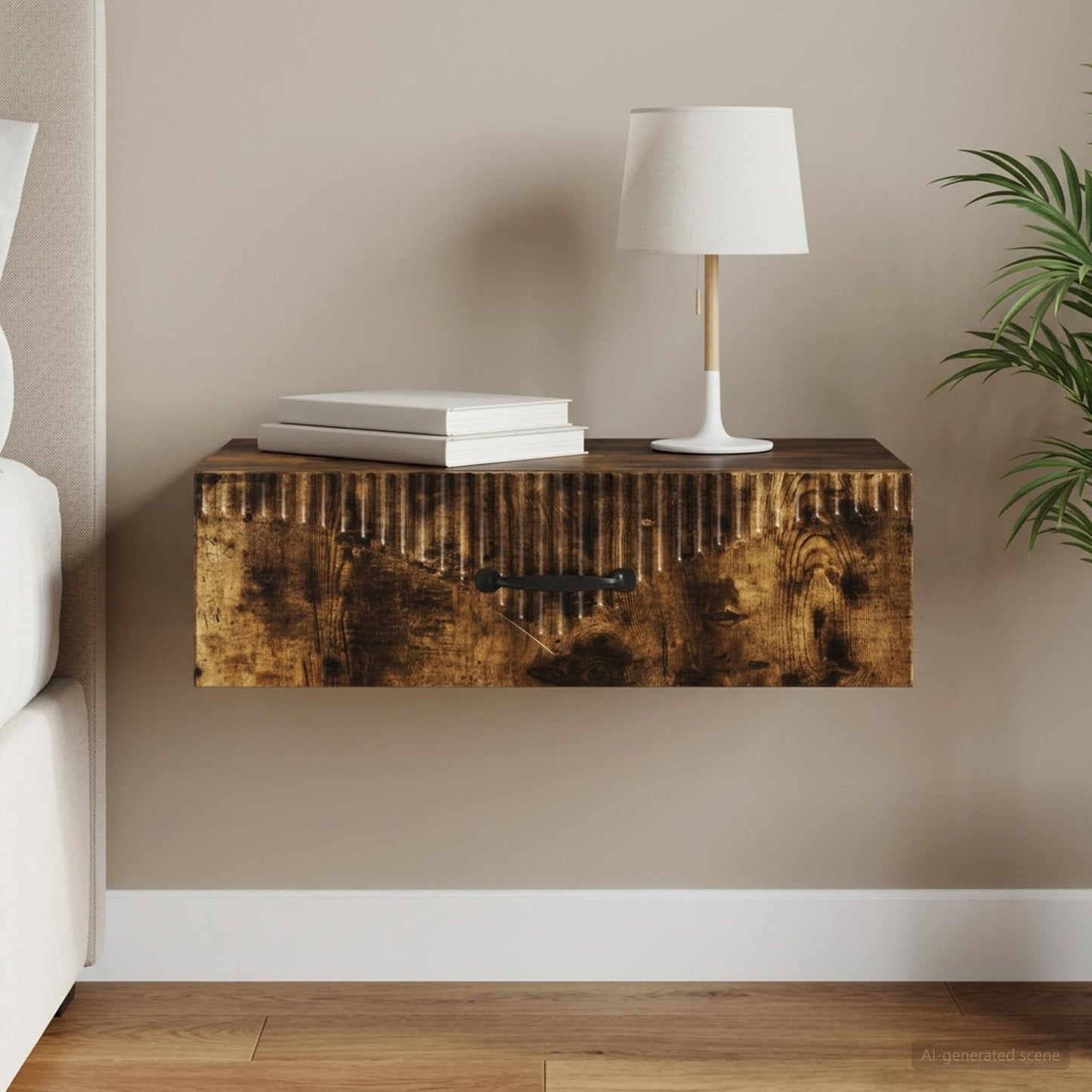 Wall-Mounted Side Table Smoked Oak 59 x 34.5 x 17 cm