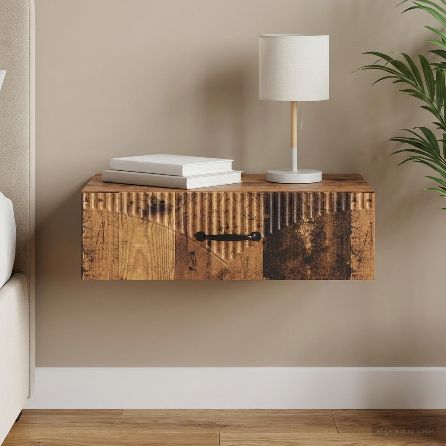 Wall-Mounted Side Table Wall-mounted Old Wood 59 x 34.5 x 17 cm