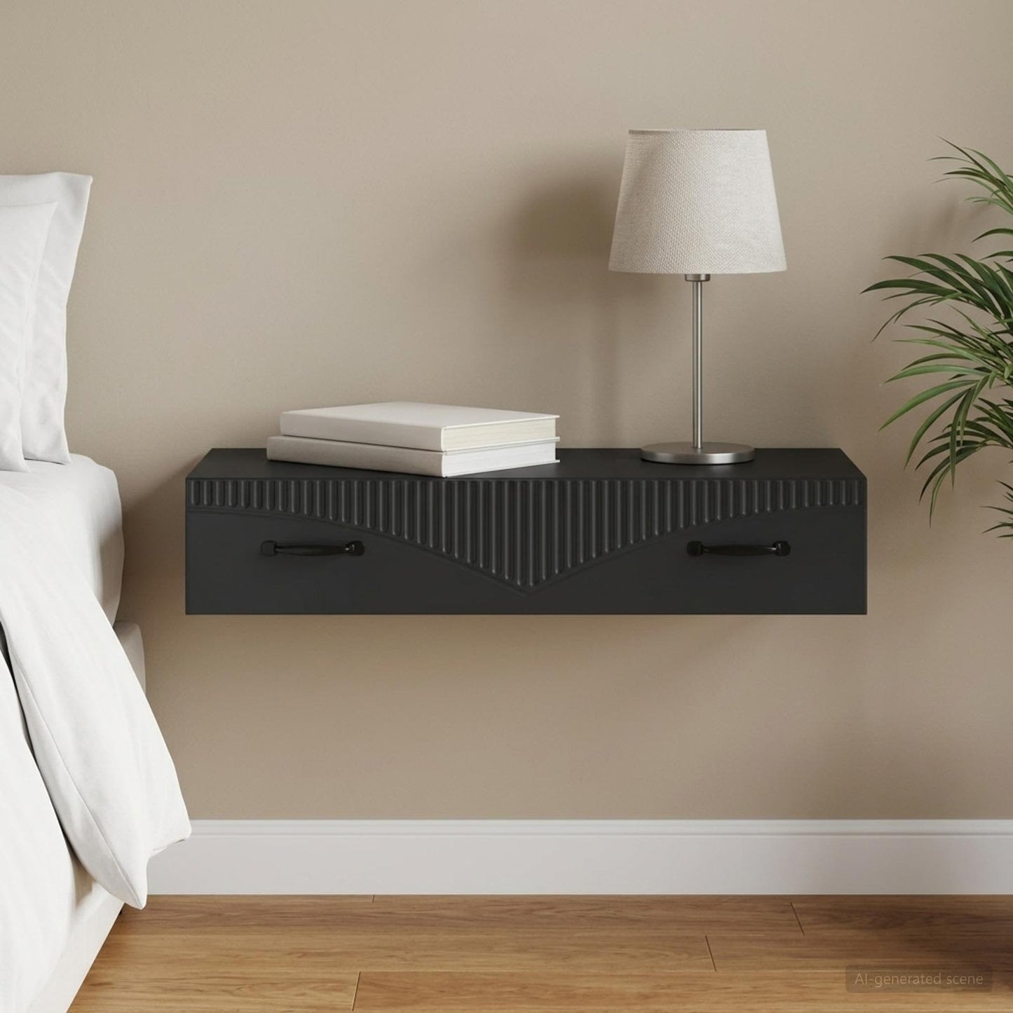 Wall-Mounted Side Table Wall-mounted Black 87.5 x 34.5 x 17 cm