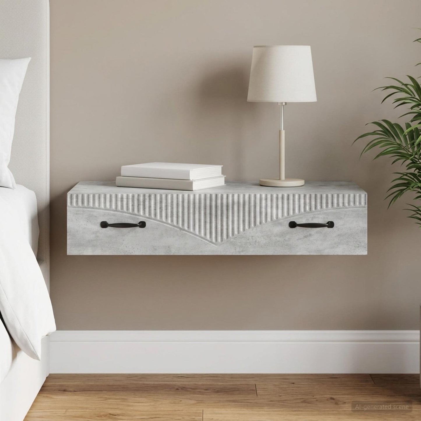 Wall-Mounted Side Table Concrete Grey 87.5 x 34.5 x 17 cm