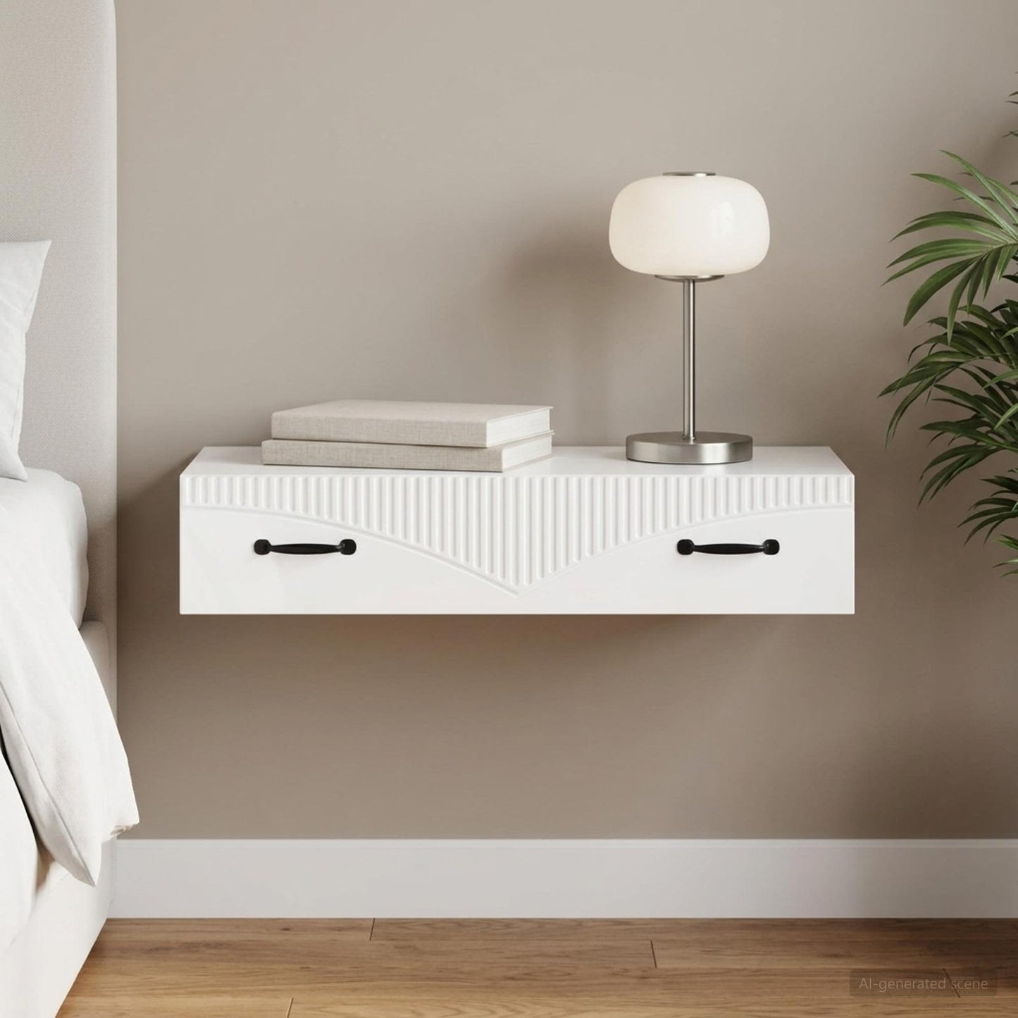 Wall-Mounted Side Table High Gloss White 87.5 x 34.5 x 17 cm