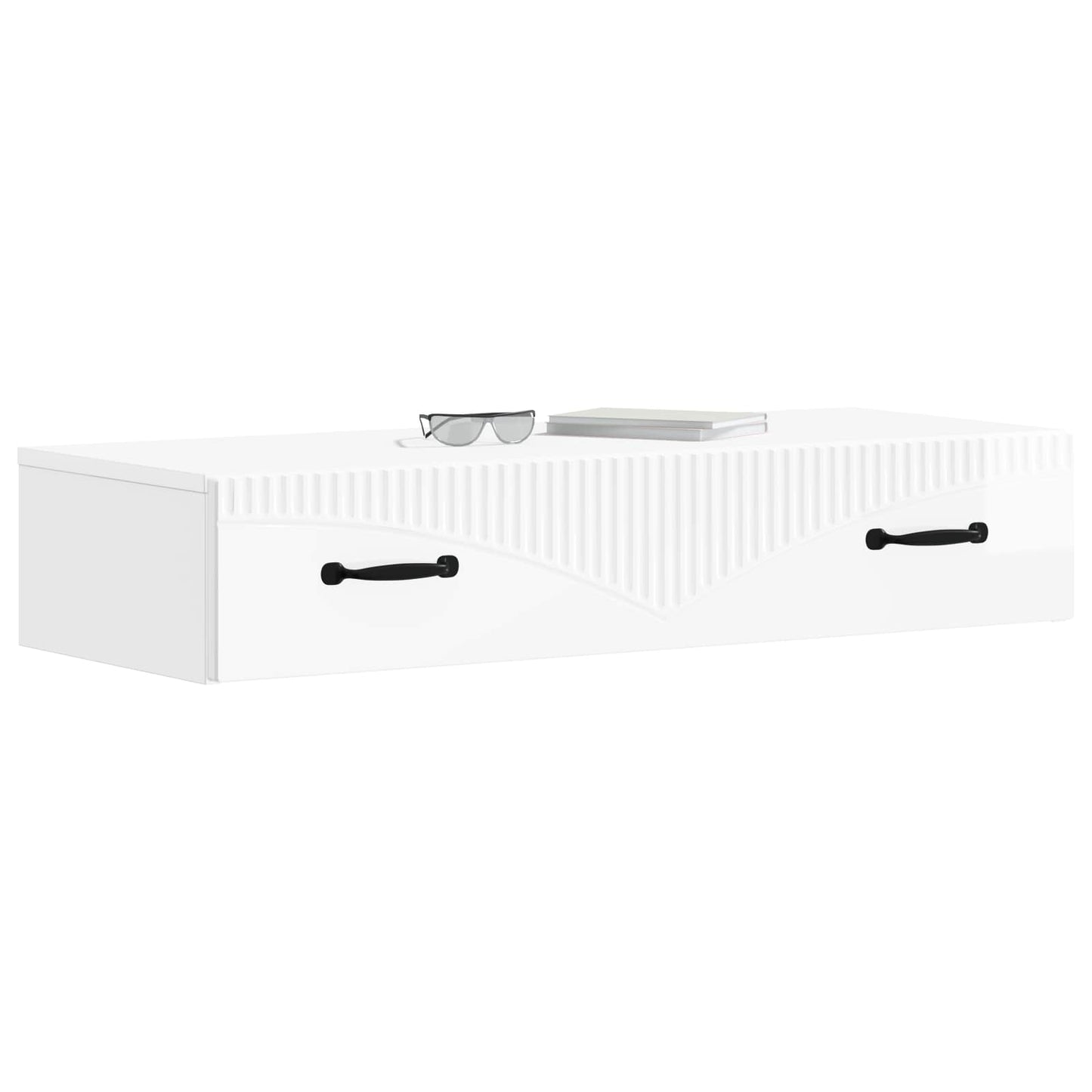 Wall-Mounted Side Table High Gloss White 87.5 x 34.5 x 17 cm
