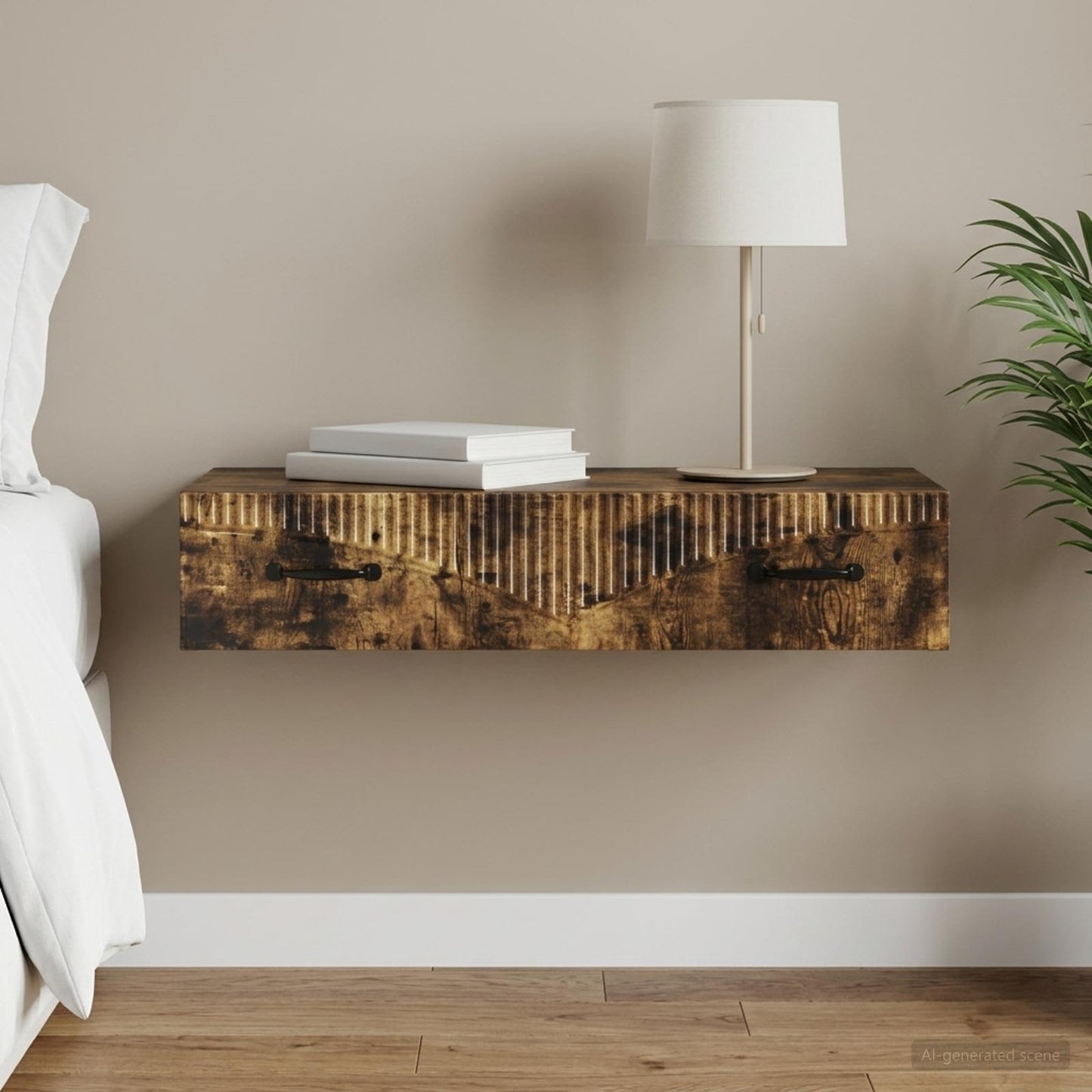 Wall-Mounted Side Table Smoked Oak 87.5 x 34.5 x 17 cm
