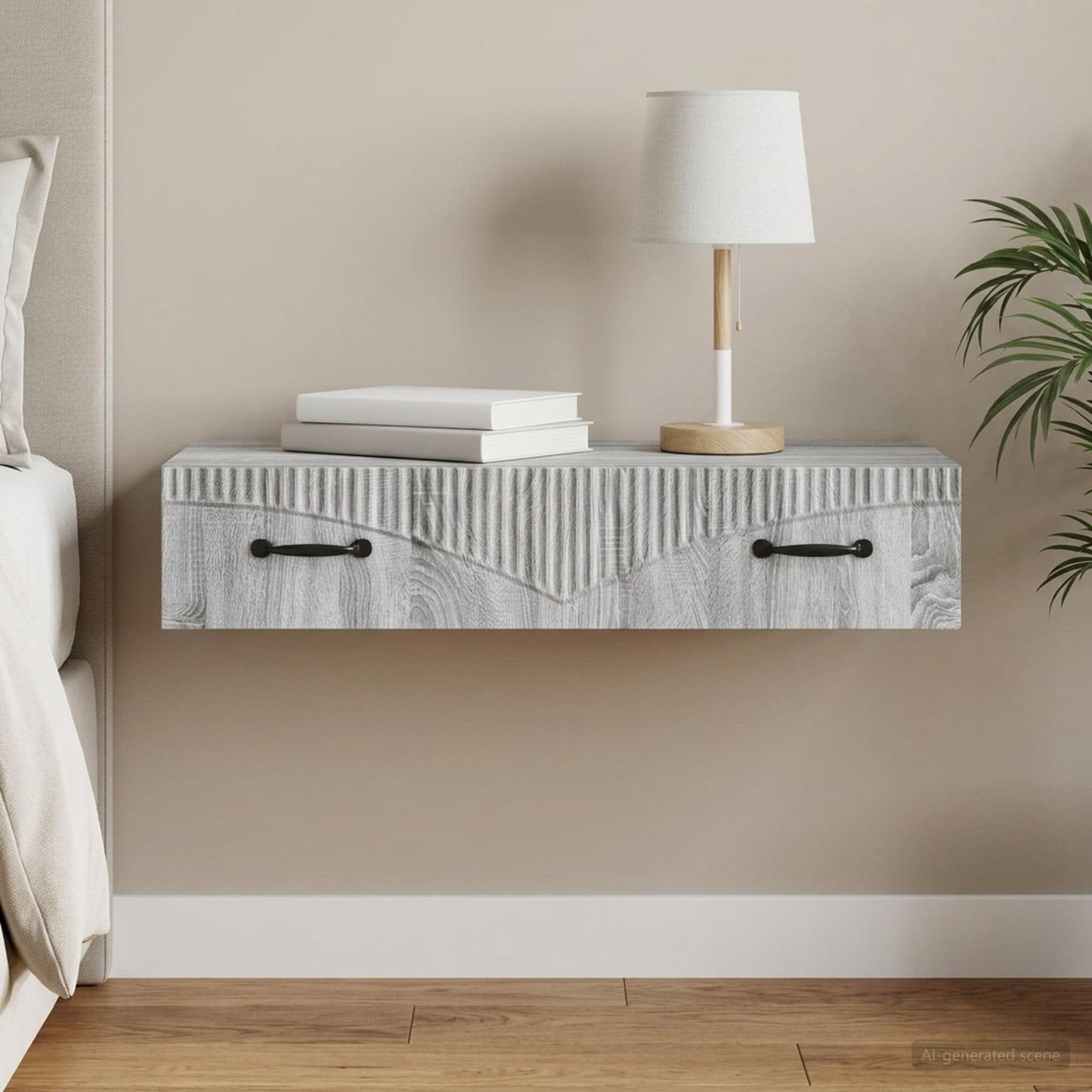 Wall-Mounted Side Table Grey Sonoma 87.5 x 34.5 x 17 cm
