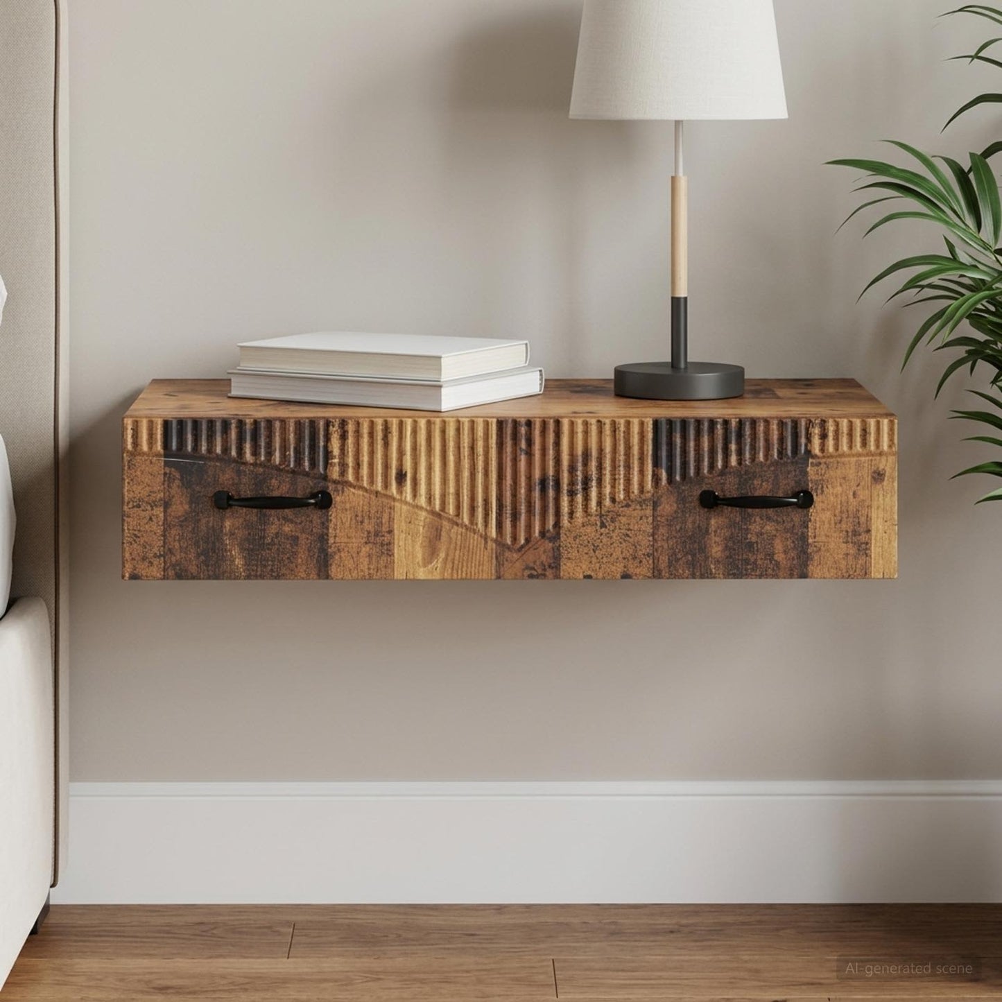 Wall-Mounted Side Table Old Wood 87.5 x 34.5 x 17 cm