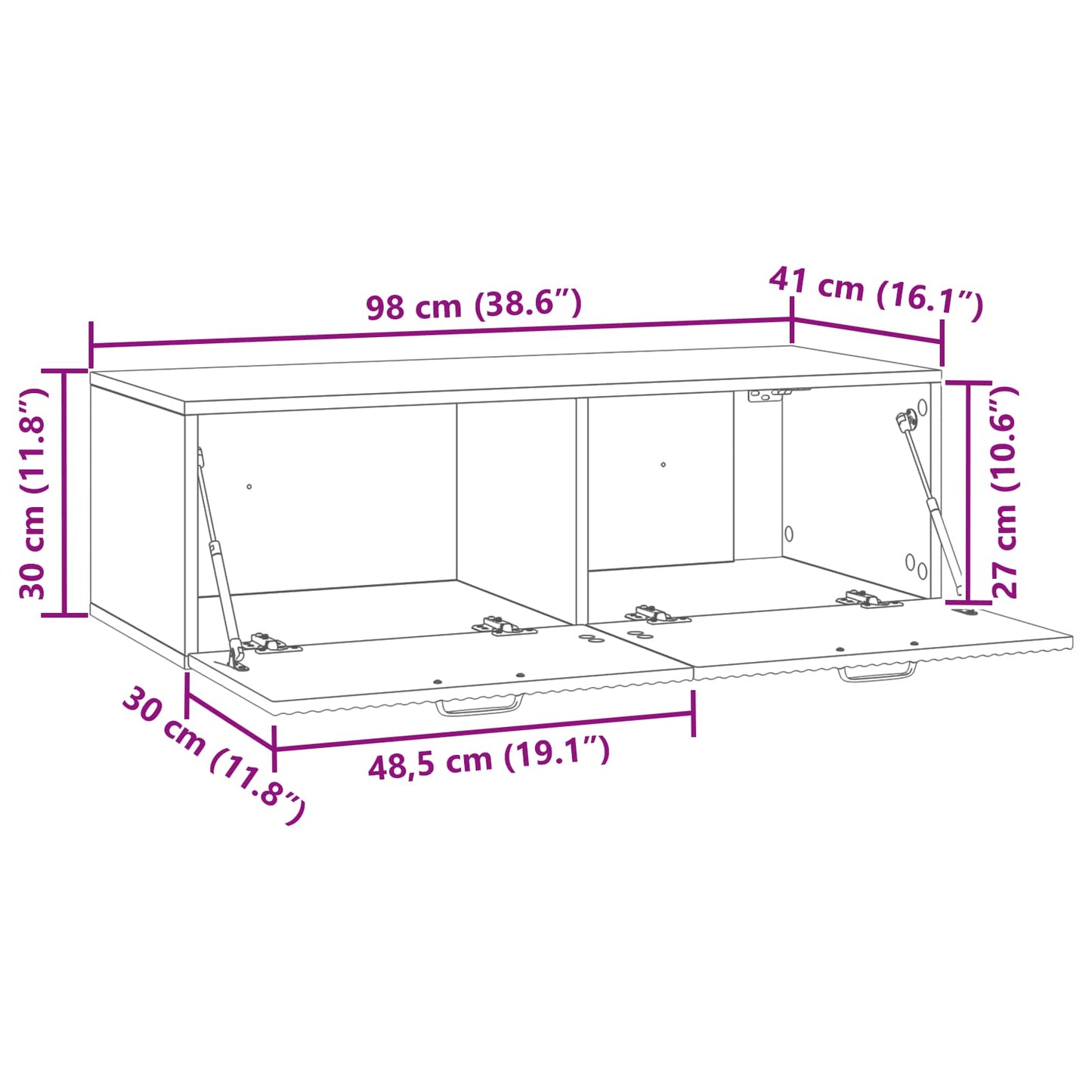 Wall-Mounted TV Cabinet 98 x 41 x 30 cm Artisan Oak
