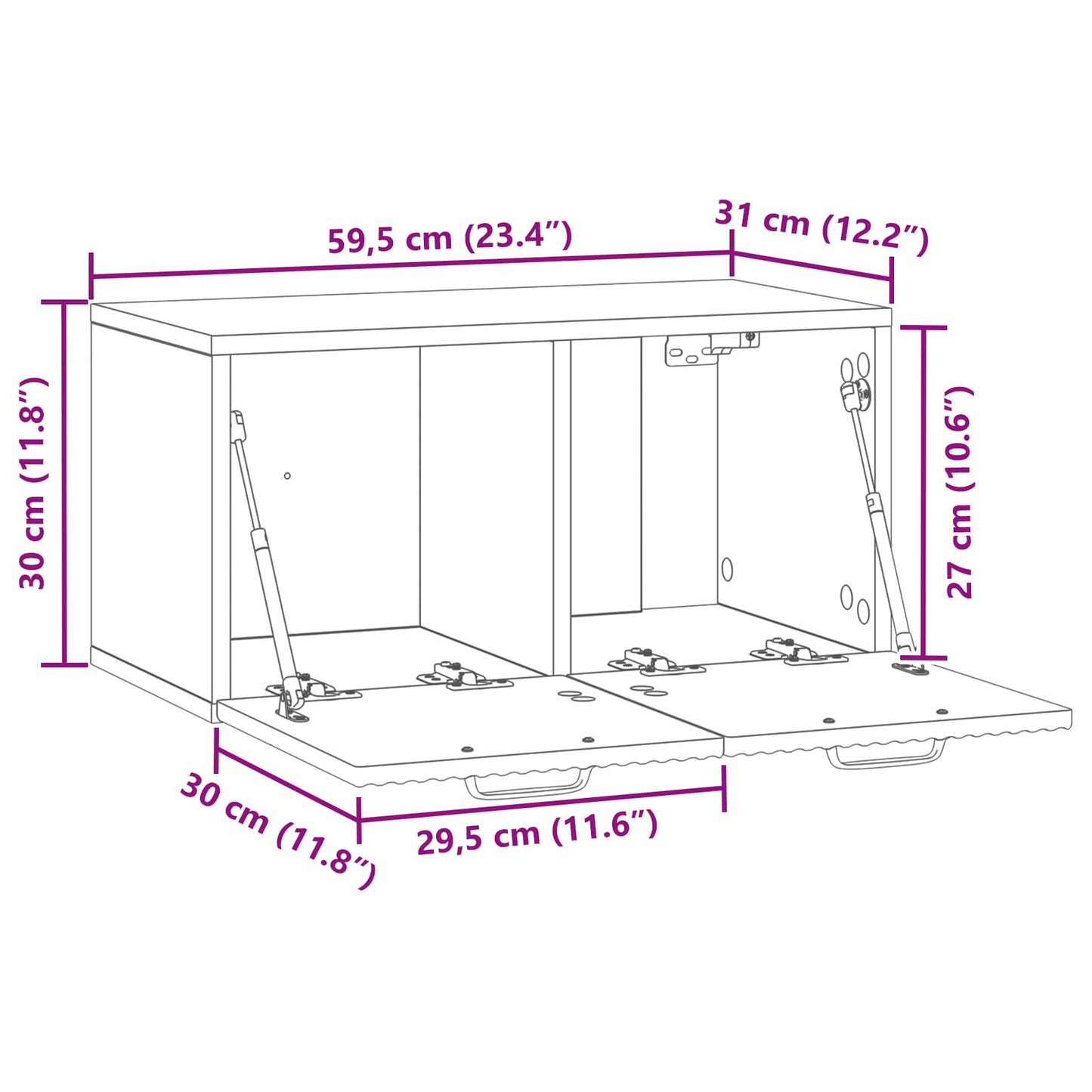 Wall-Mounted TV Cabinet Smoked Oak 59.5 x 31 x 30 cm
