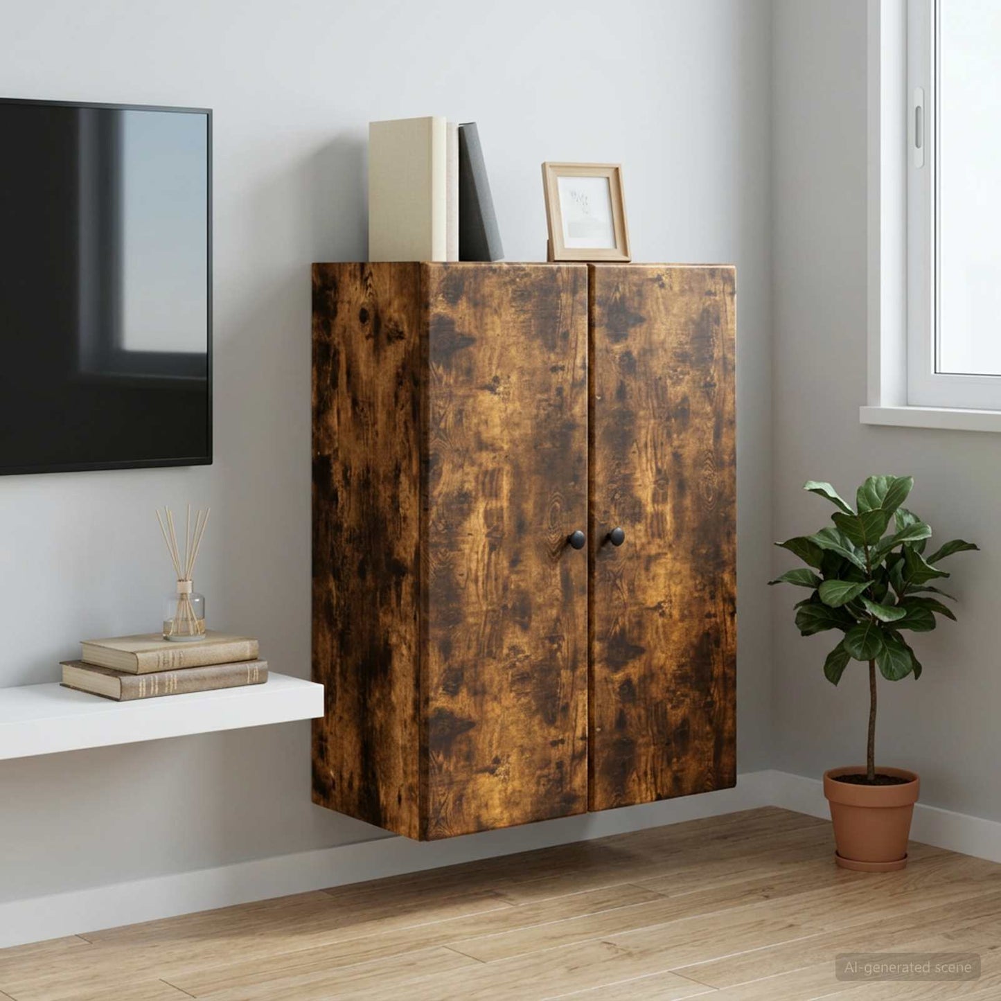 Wall-Mounted Cabinet Smoked Oak 66 x 34.5 x 90 cm