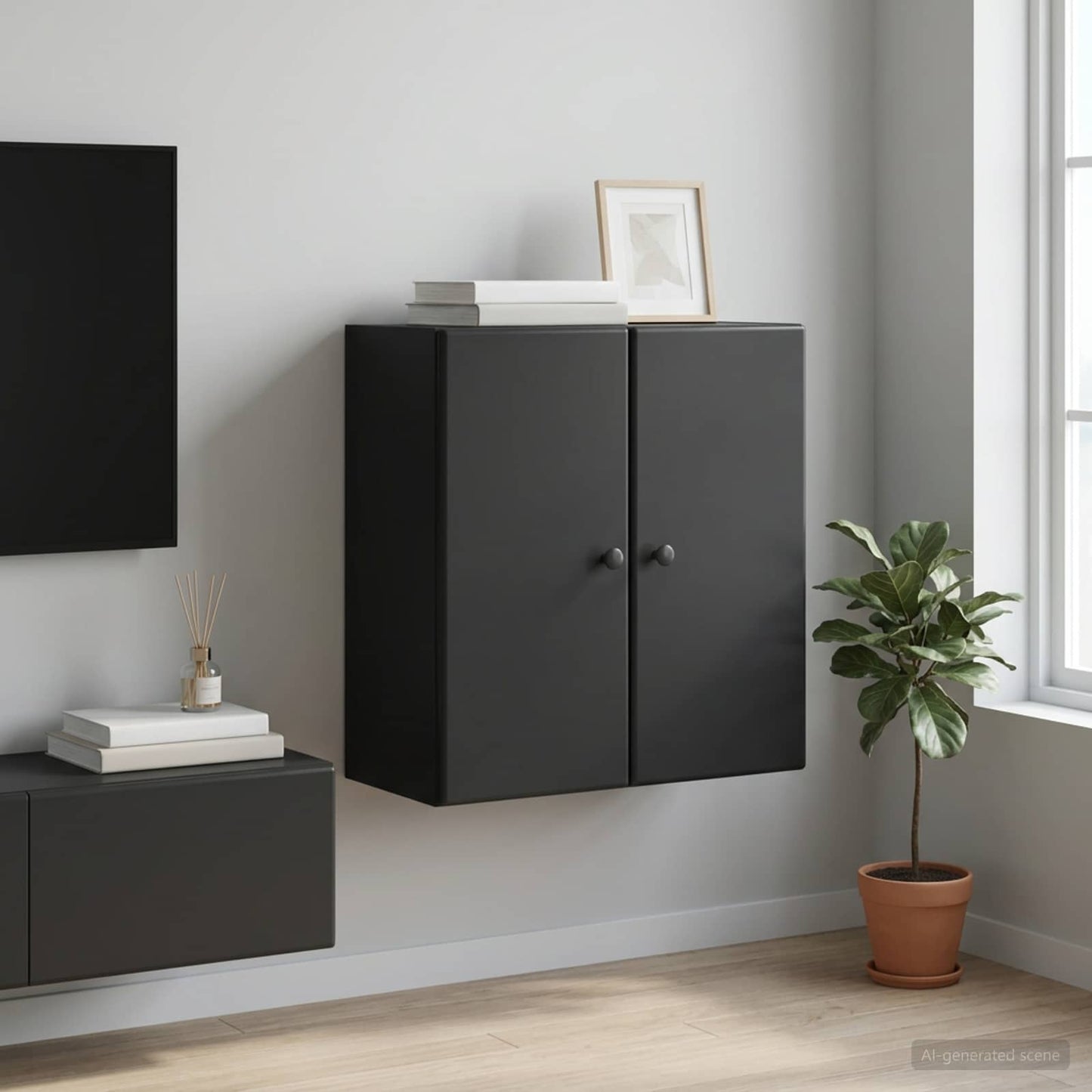 Wall-Mounted Cabinet Black 59 x 31 x 60 cm Engineered Wood