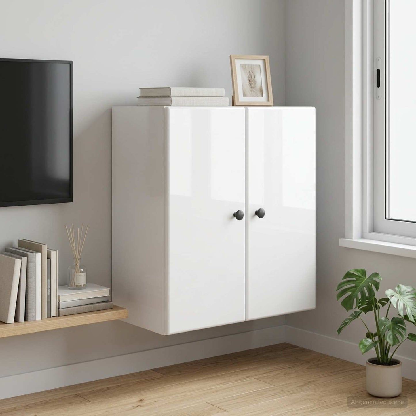 Wall-Mounted Cabinet High Gloss White 59 x 31 x 60 cm