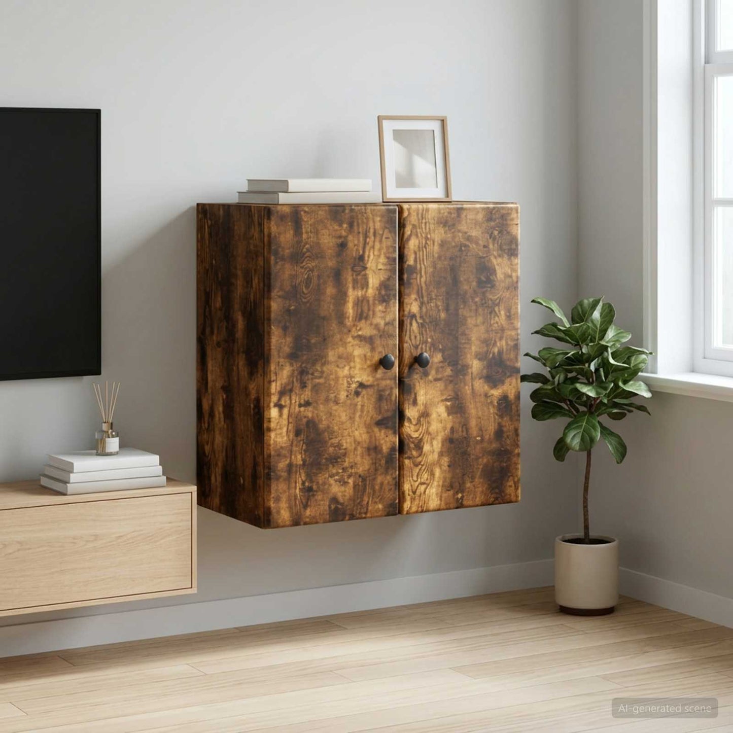 Wall-Mounted Cabinet Smoked Oak 59 x 31 x 60 cm Engineered Wood