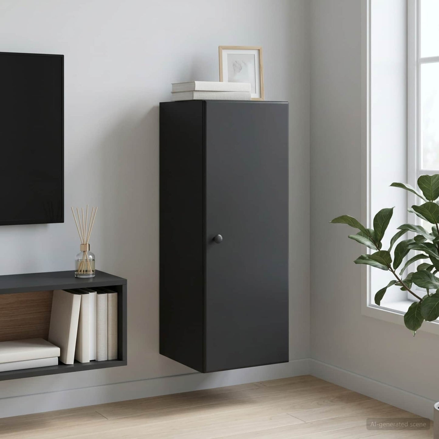 Wall-Mounted Cabinet Black 33 x 34.5 x 90 cm Engineered Wood