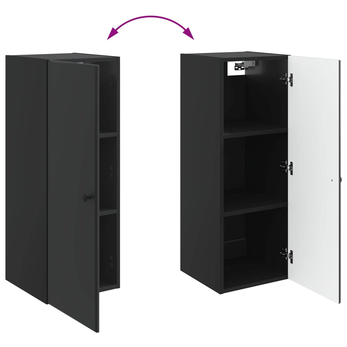 Wall-Mounted Cabinet Black 33 x 34.5 x 90 cm Engineered Wood