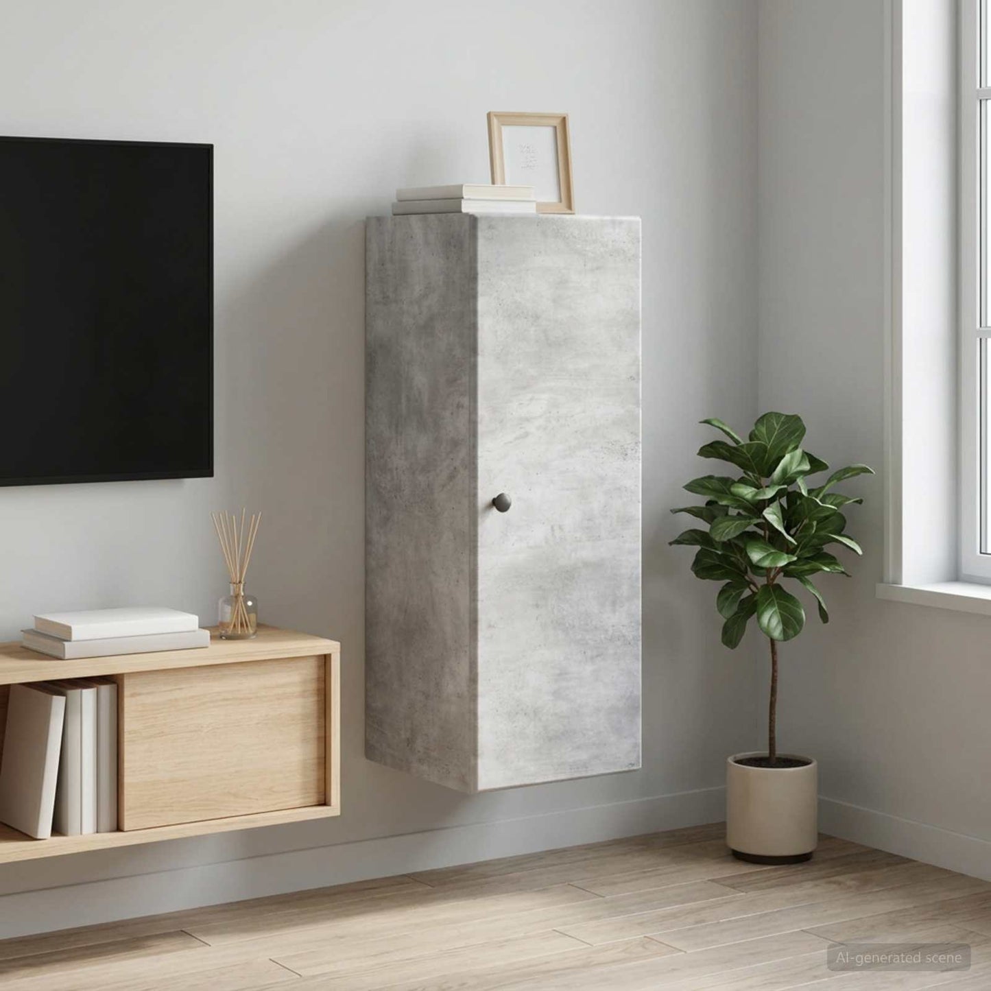 Wall-Mounted Cabinet Concrete Grey 33 x 34.5 x 90 cm