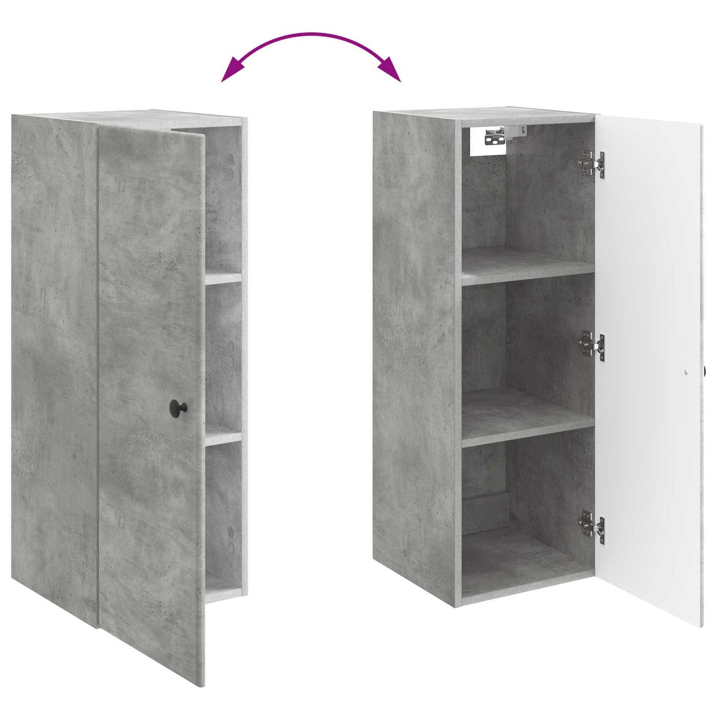 Wall-Mounted Cabinet Concrete Grey 33 x 34.5 x 90 cm