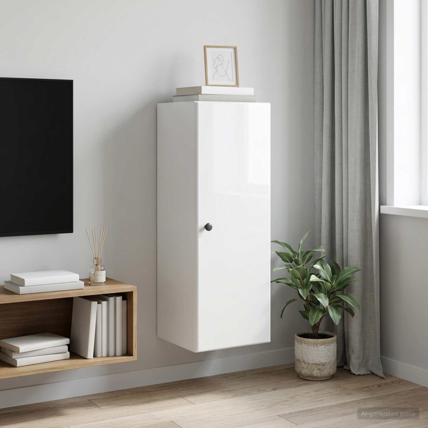 Wall-Mounted Cabinet High Gloss White 33 x 34.5 x 90 cm