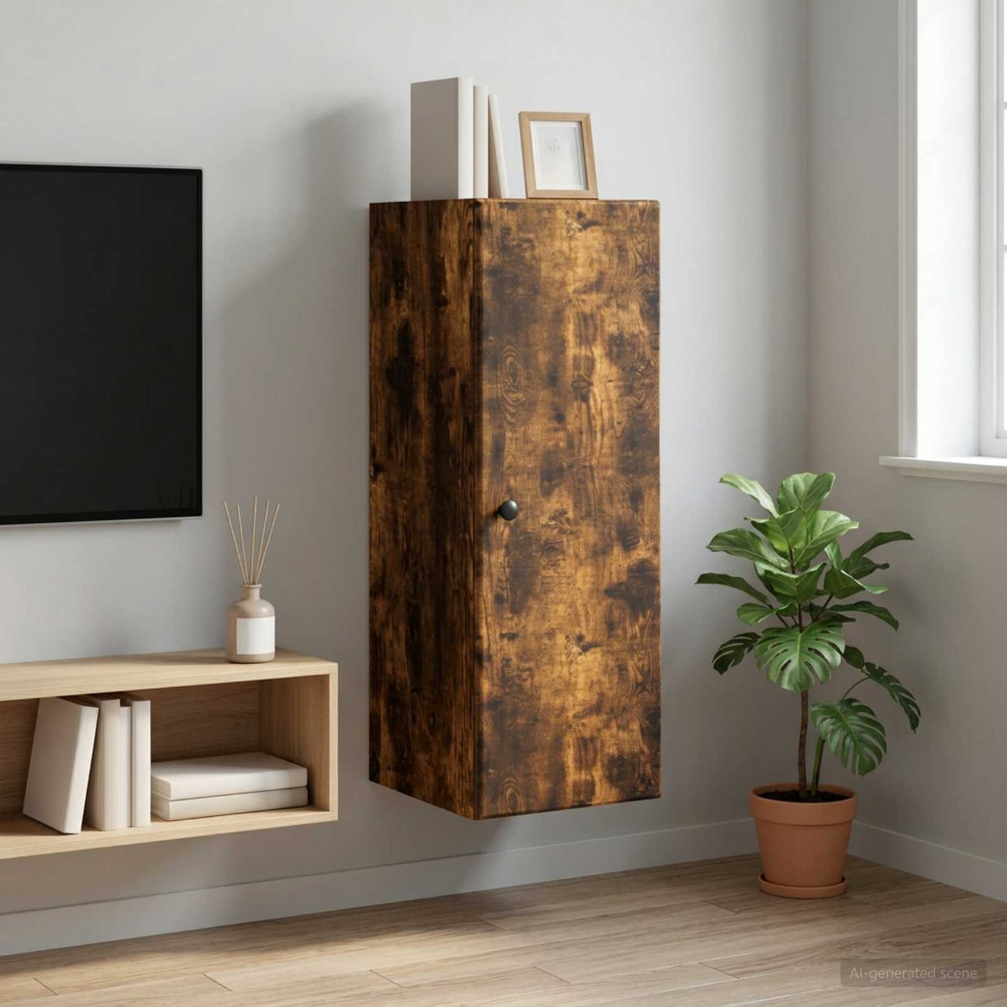 Wall-Mounted Cabinet Smoked Oak 33 x 34.5 x 90 cm