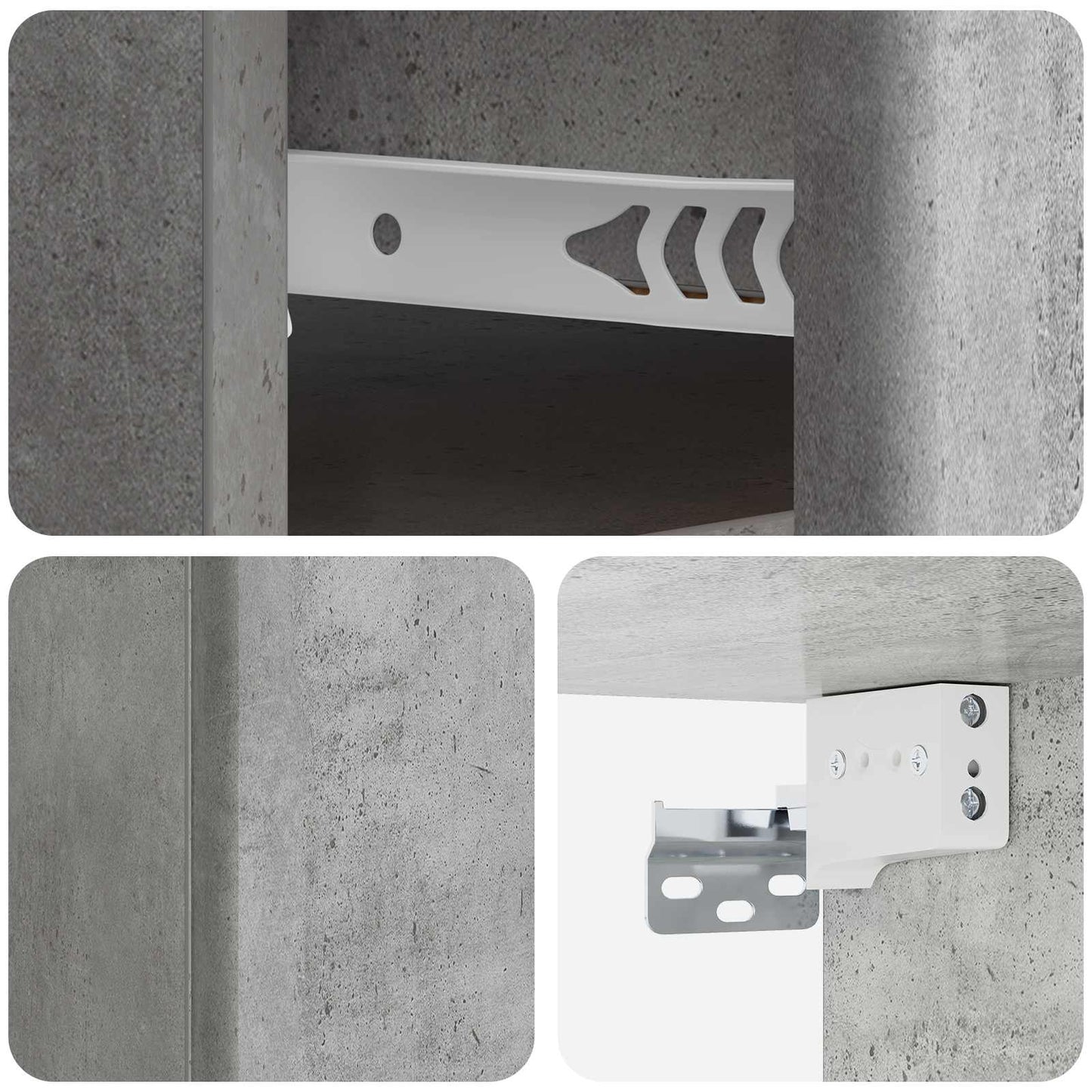 Wall-Mounted Bedside Cabinet with Drawer 2 pcs Concrete Grey
