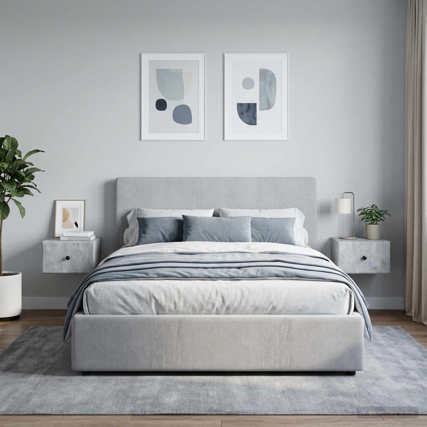 Wall-Mounted Bedside Cabinet with Drawer 2 pcs Concrete Grey
