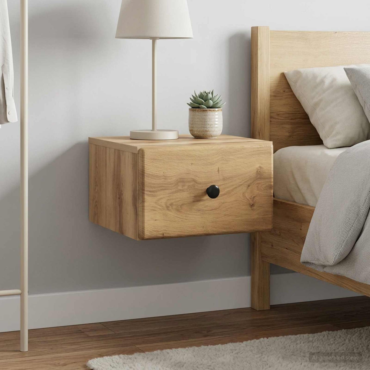 Wall-Mounted Bedside Cabinet 2 pcs Artisan Oak