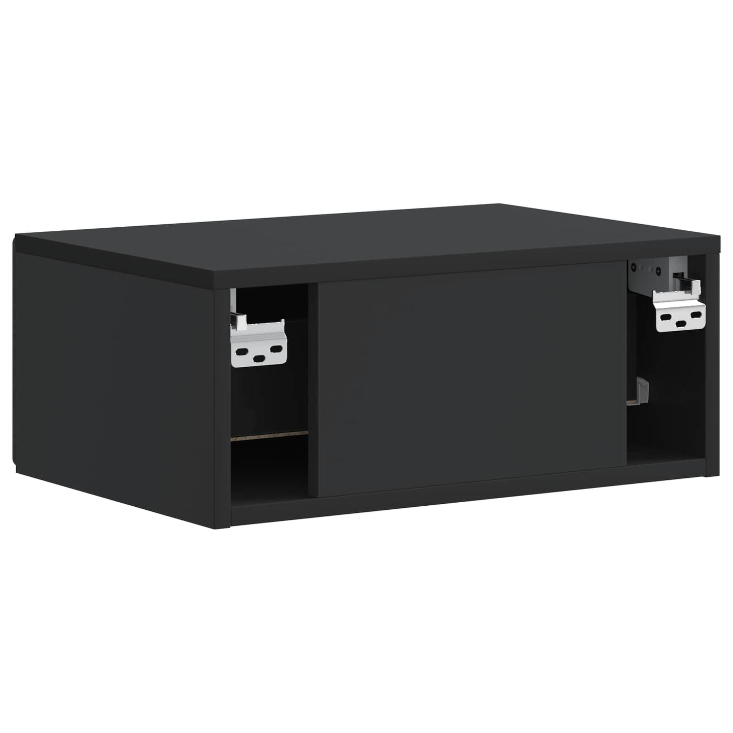 Wall-Mounted Bedside Cabinet Black 49 x 34.5 x 20 cm