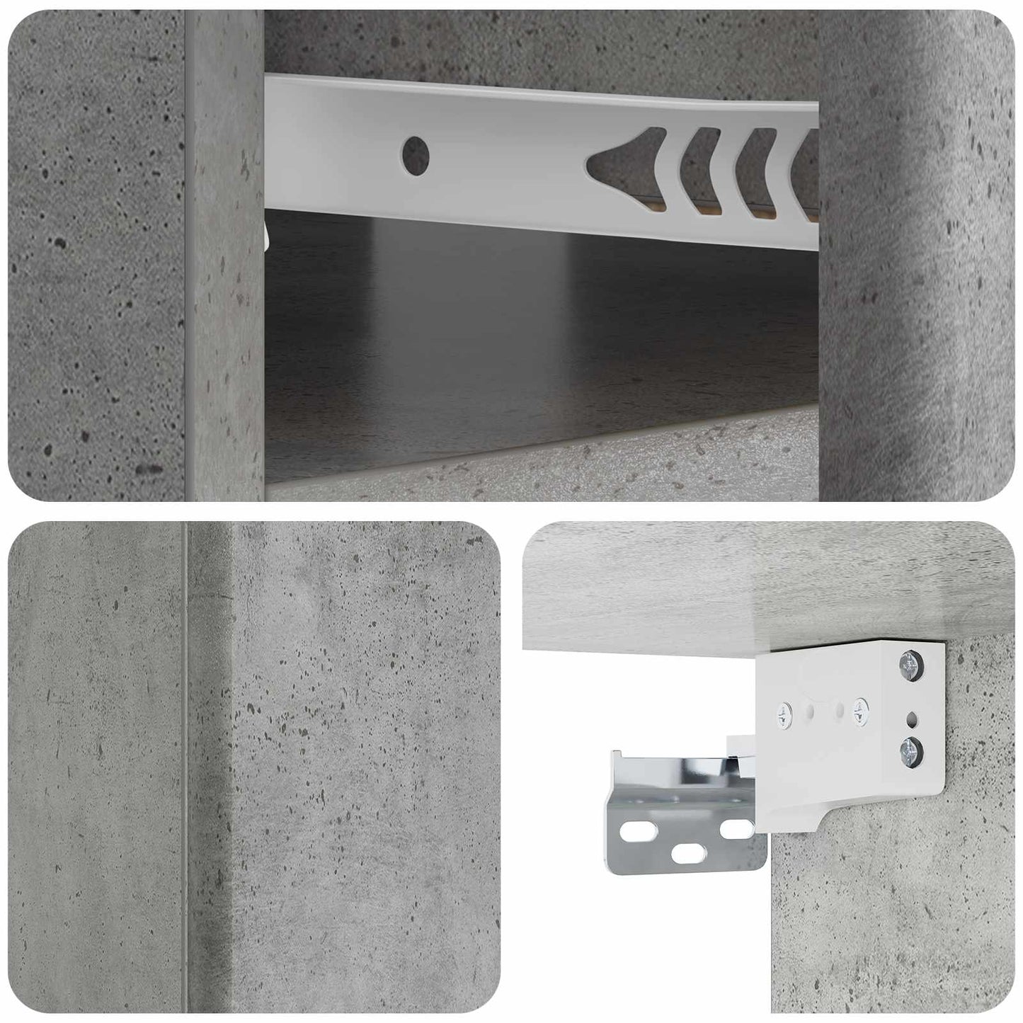 Wall-Mounted Bedside Cabinet 2 pcs Concrete Grey