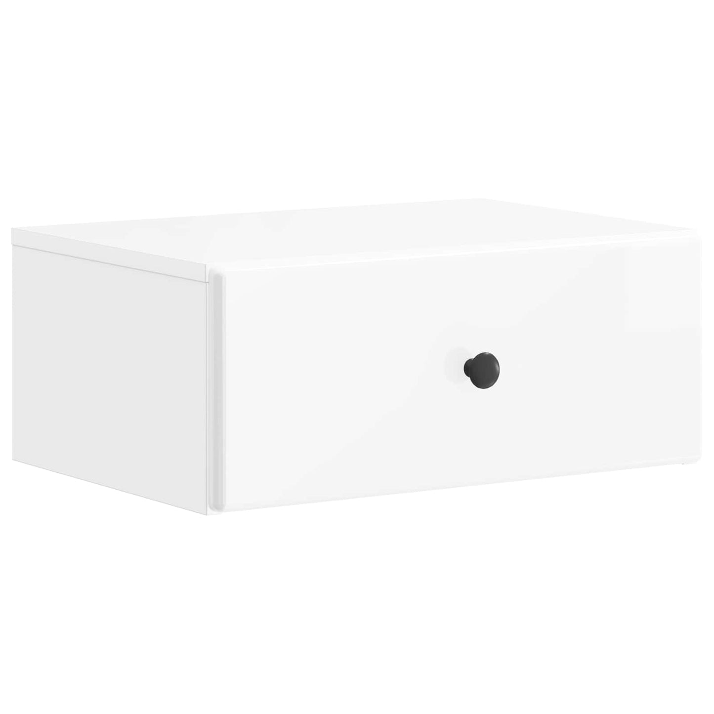 Wall-Mounted Bedside Cabinet with Drawer 2 pcs High Gloss White