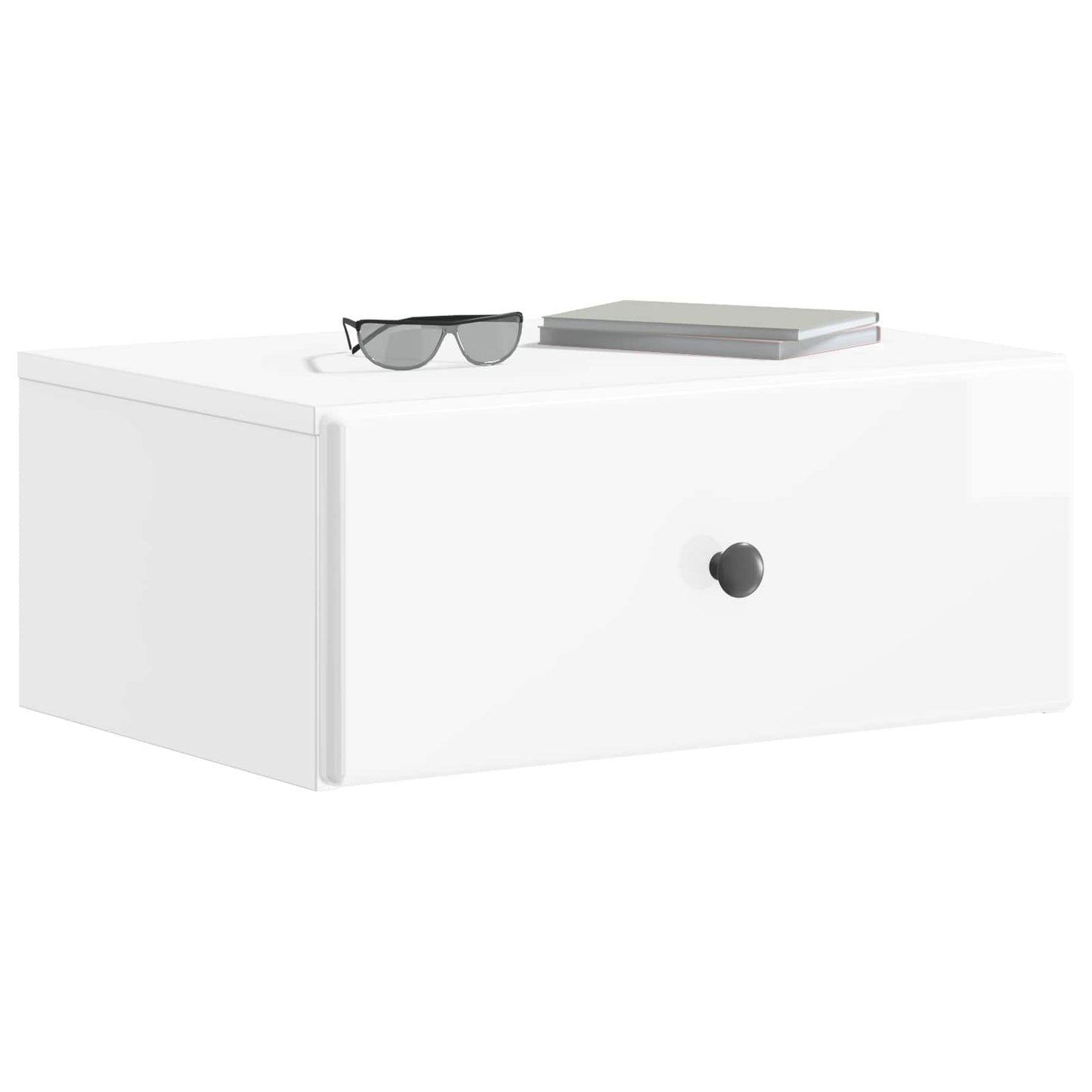 Wall-Mounted Bedside Cabinet with Drawer 2 pcs High Gloss White