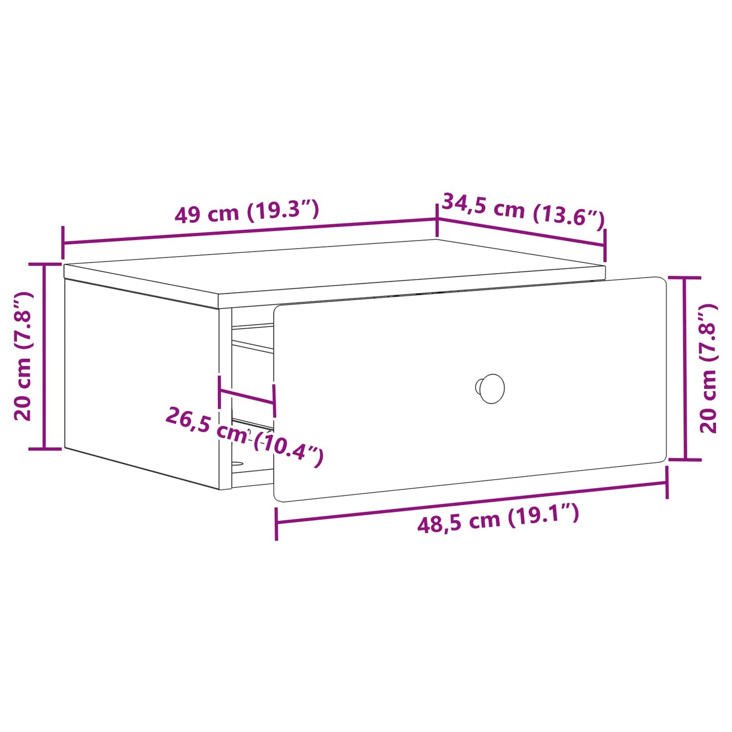 Wall-Mounted Bedside Cabinet 2 pcs Old Wood 49 x 34.5 x 20 cm