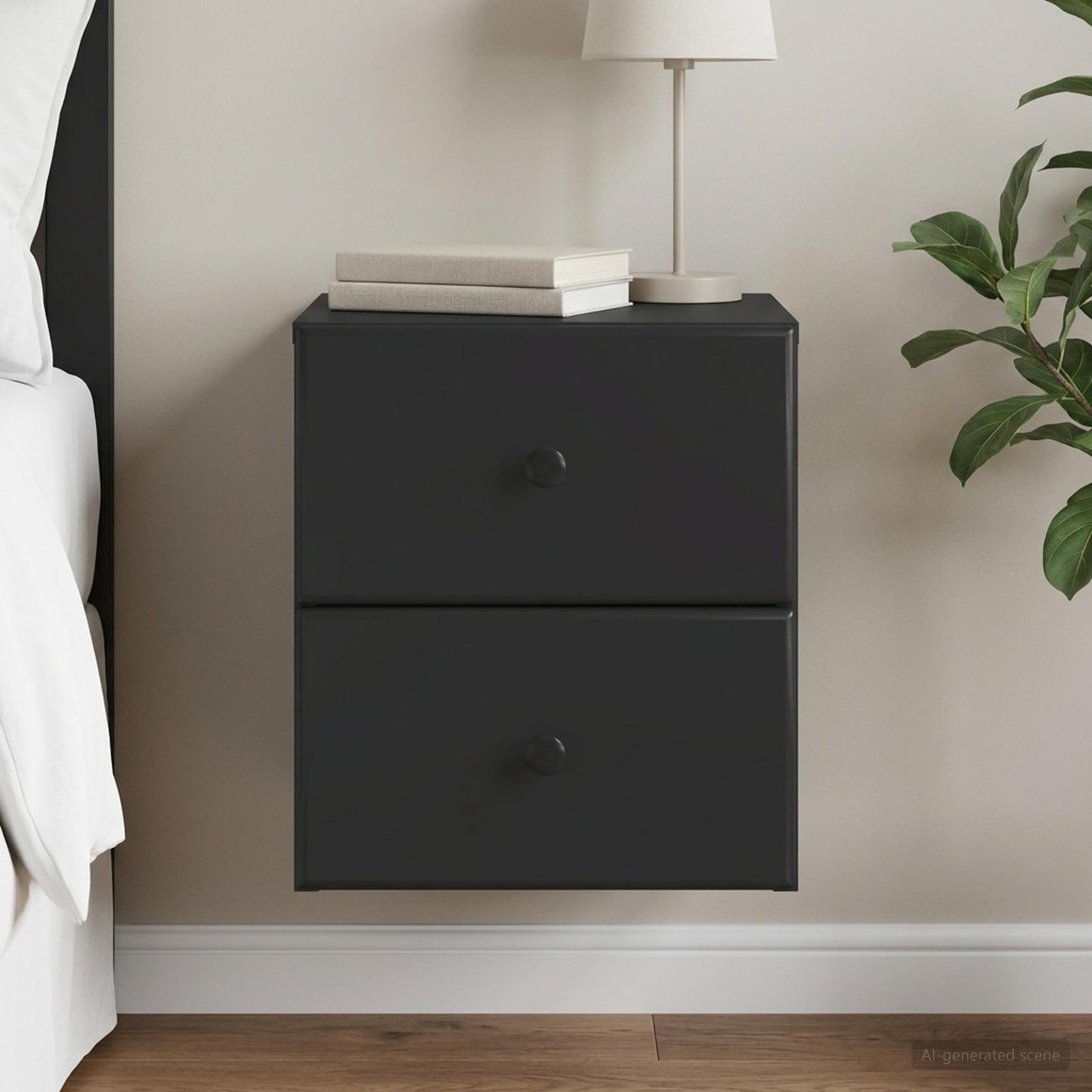Wall-Mounted Bedside Cabinet Black 34.5 x 33 x 40 cm