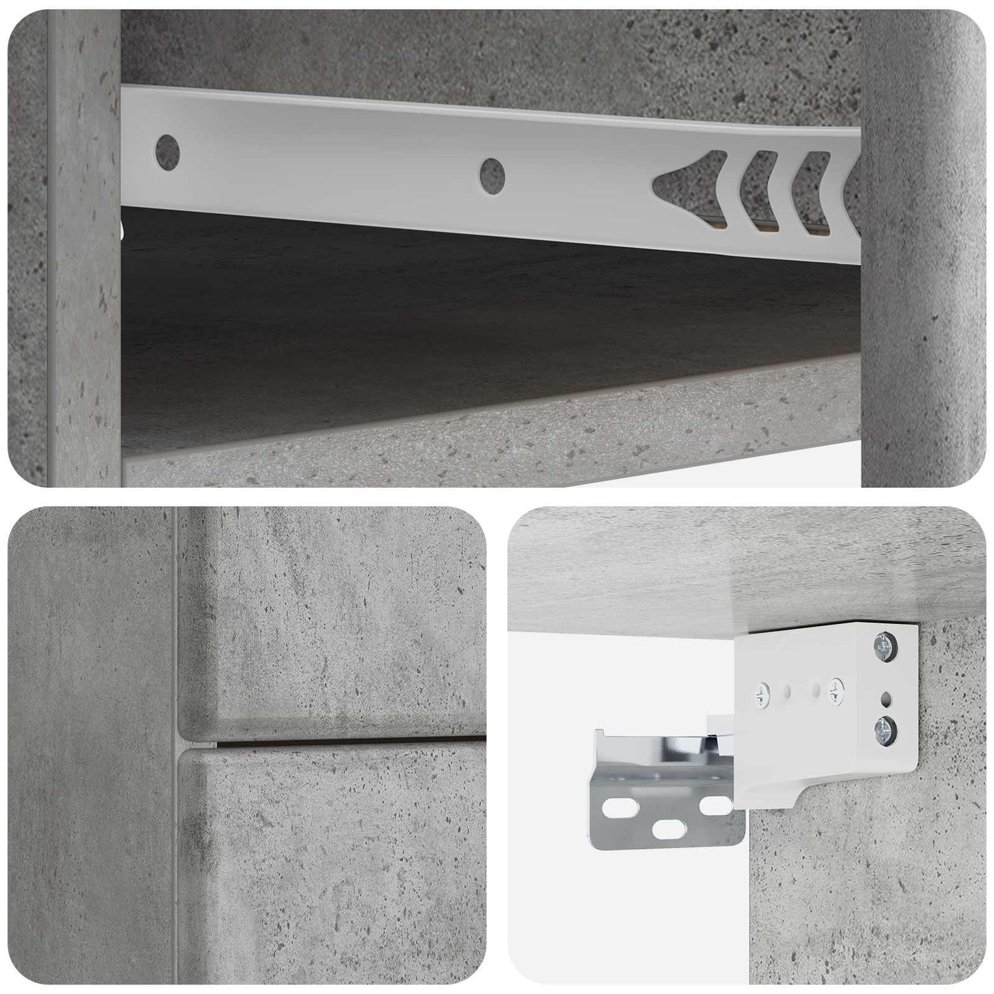 Wall-Mounted Bedside Cabinet with Drawer 2 pcs Concrete Grey