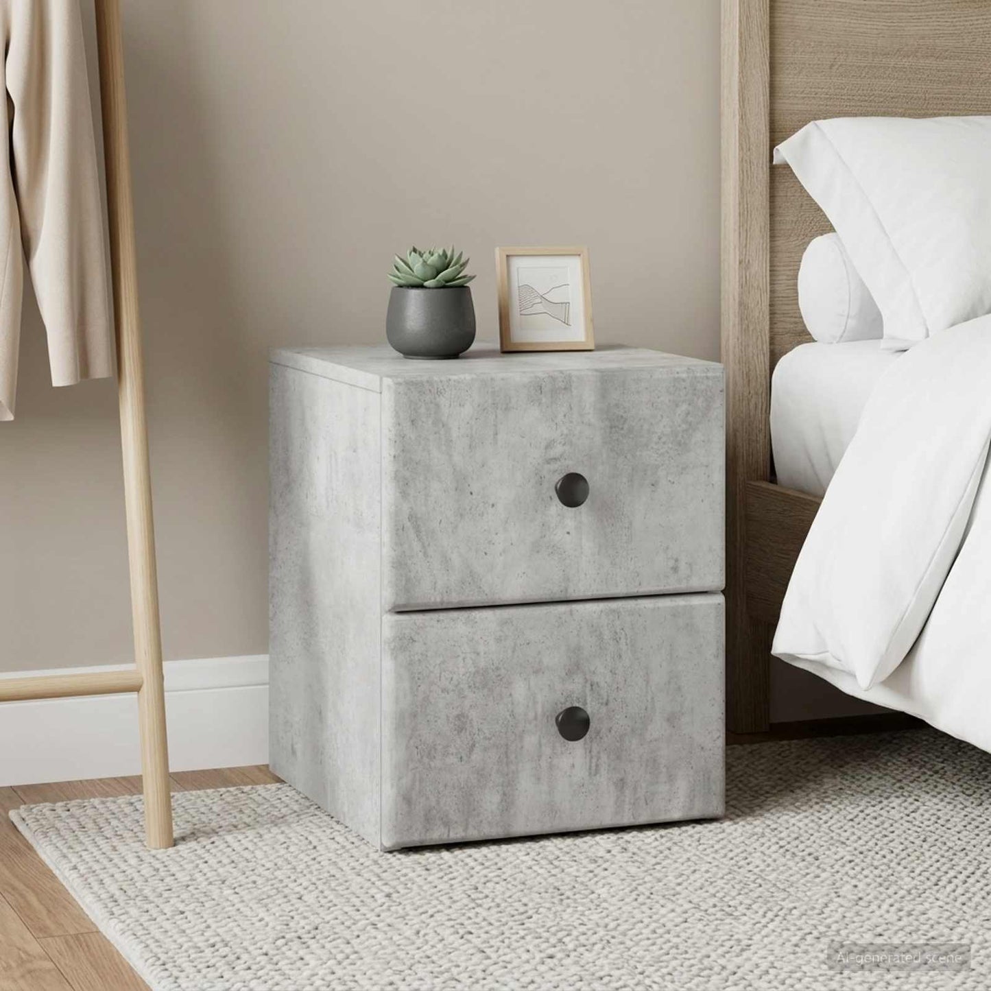Wall-Mounted Bedside Cabinet with Drawer 2 pcs Concrete Grey
