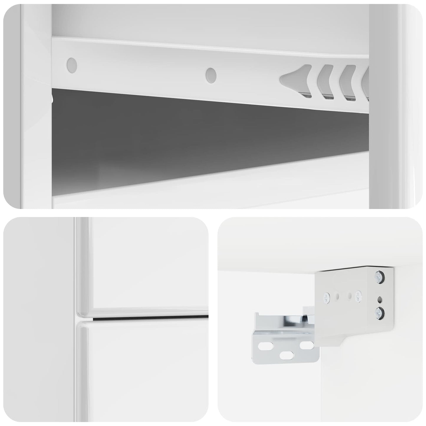 Wall-Mounted Bedside Cabinet with Drawer 2 pcs High Gloss White