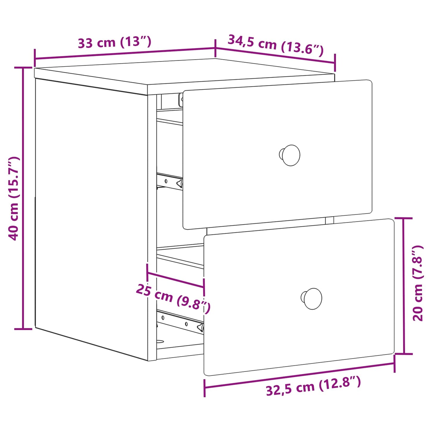 Wall-Mounted Bedside Cabinet Smoked Oak 34.5 x 33 x 40 cm