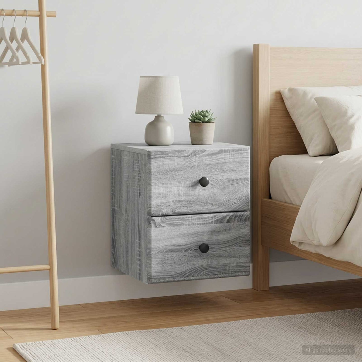 Wall-Mounted Bedside Cabinet 2 pcs Grey Sonoma Engineered Wood