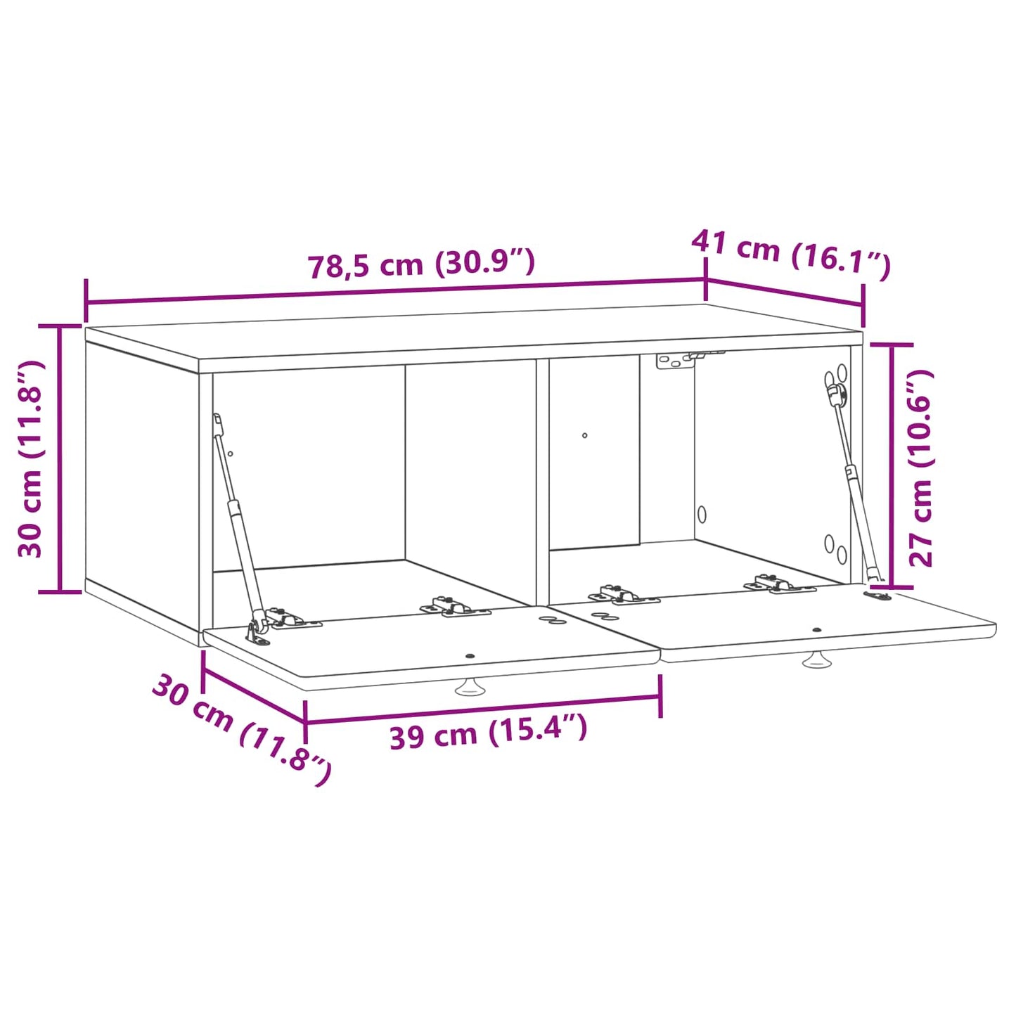 Wall-Mounted TV Cabinet 78.5 x 41 x 30 cm Smoked Oak