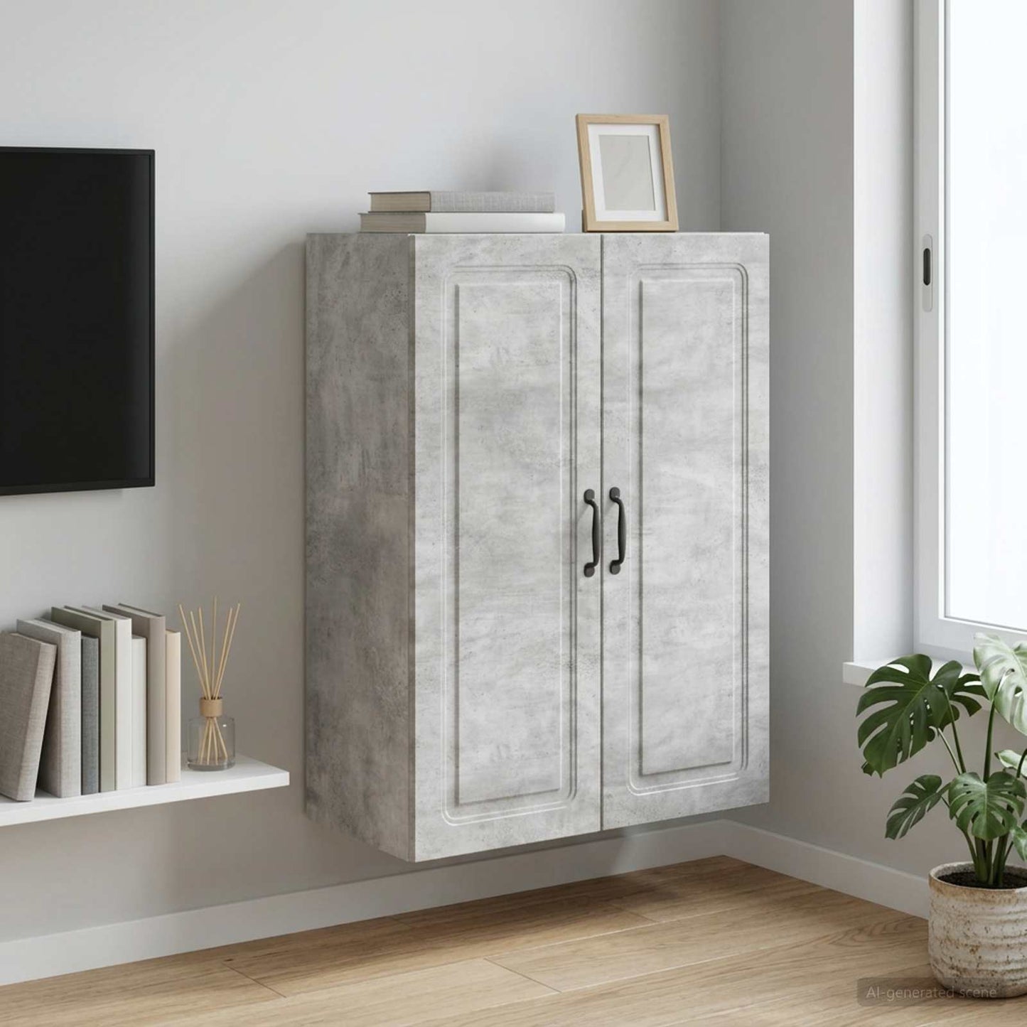Wall-Mounted Cabinet Concrete Grey 66 x 34.5 x 90 cm