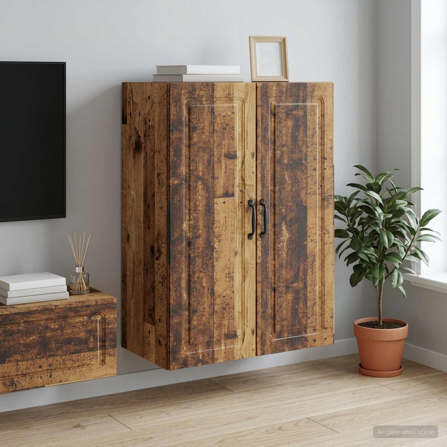 Wall-Mounted Cabinet Old Wood 66 x 34.5 x 90 cm Engineered Wood